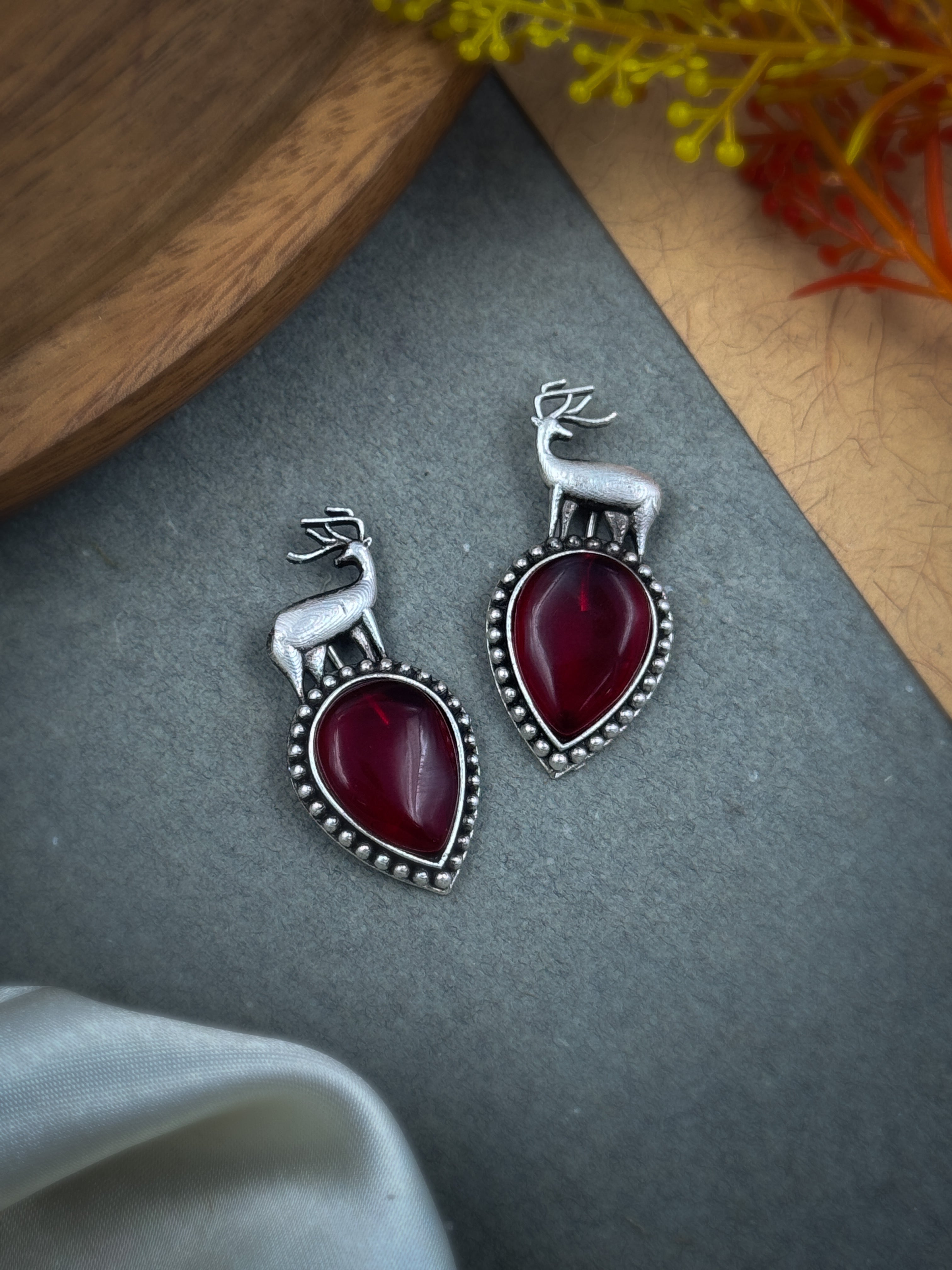 DEER OXIDISED STUD EARRINGS