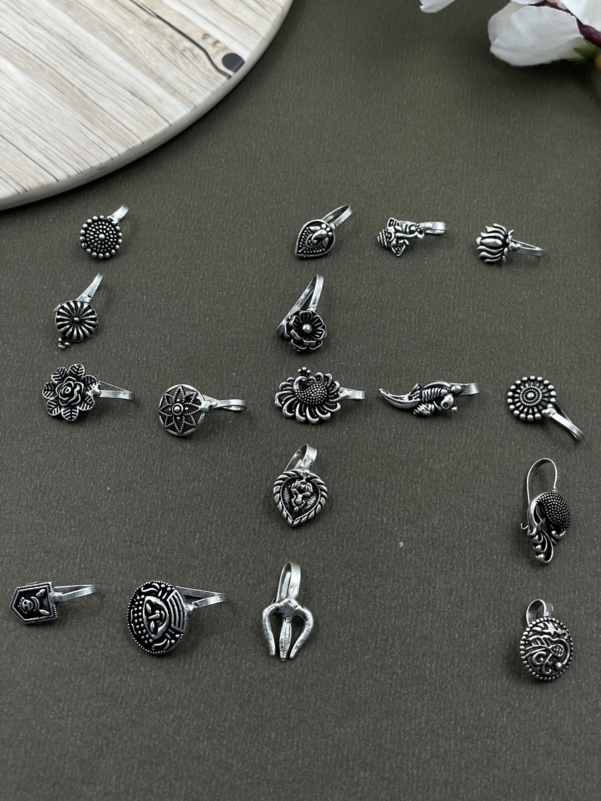 BEENA OXIDISED Clip on  NOSEPIN COMBO OF 17