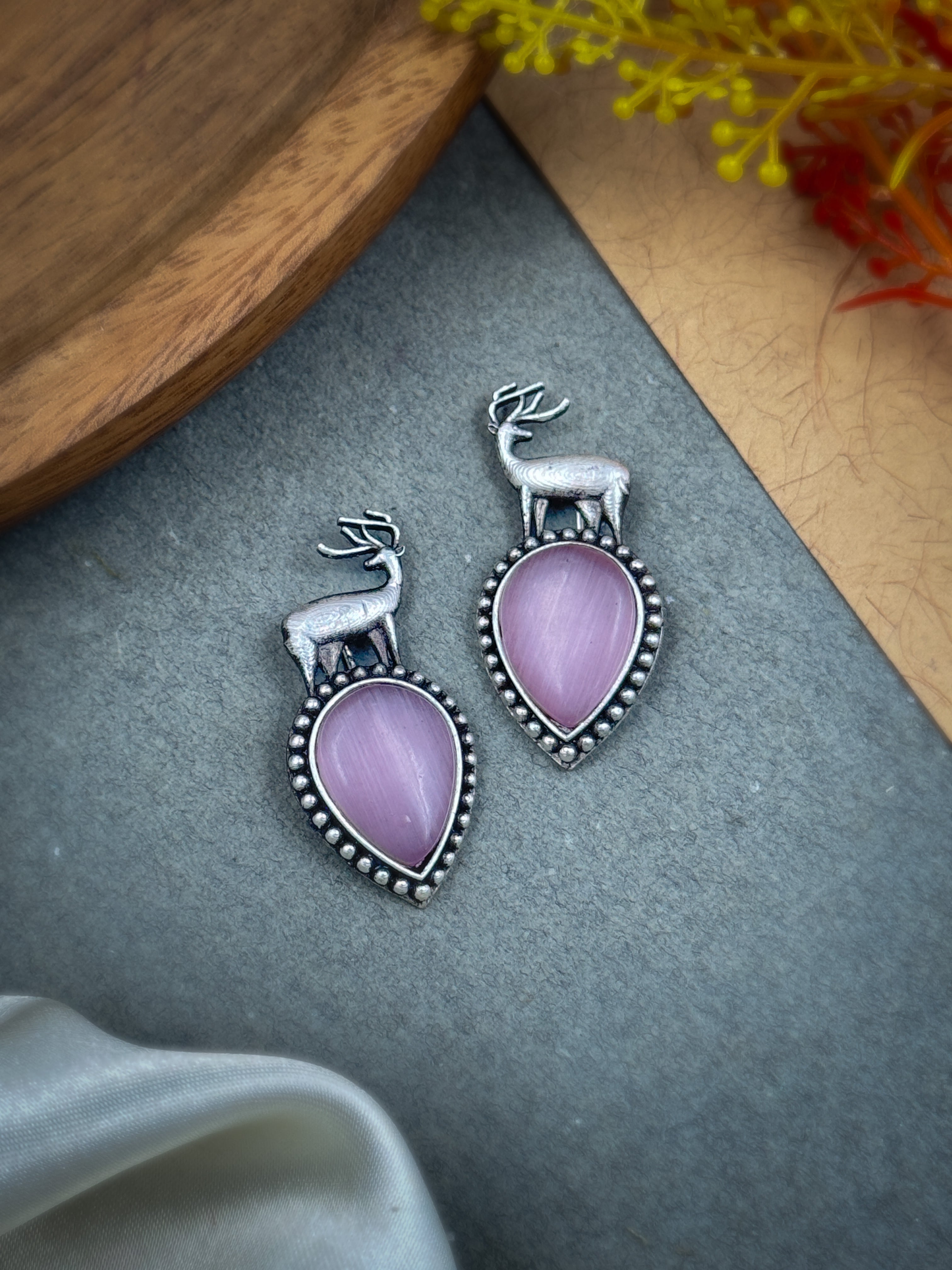 DEER OXIDISED STUD EARRINGS