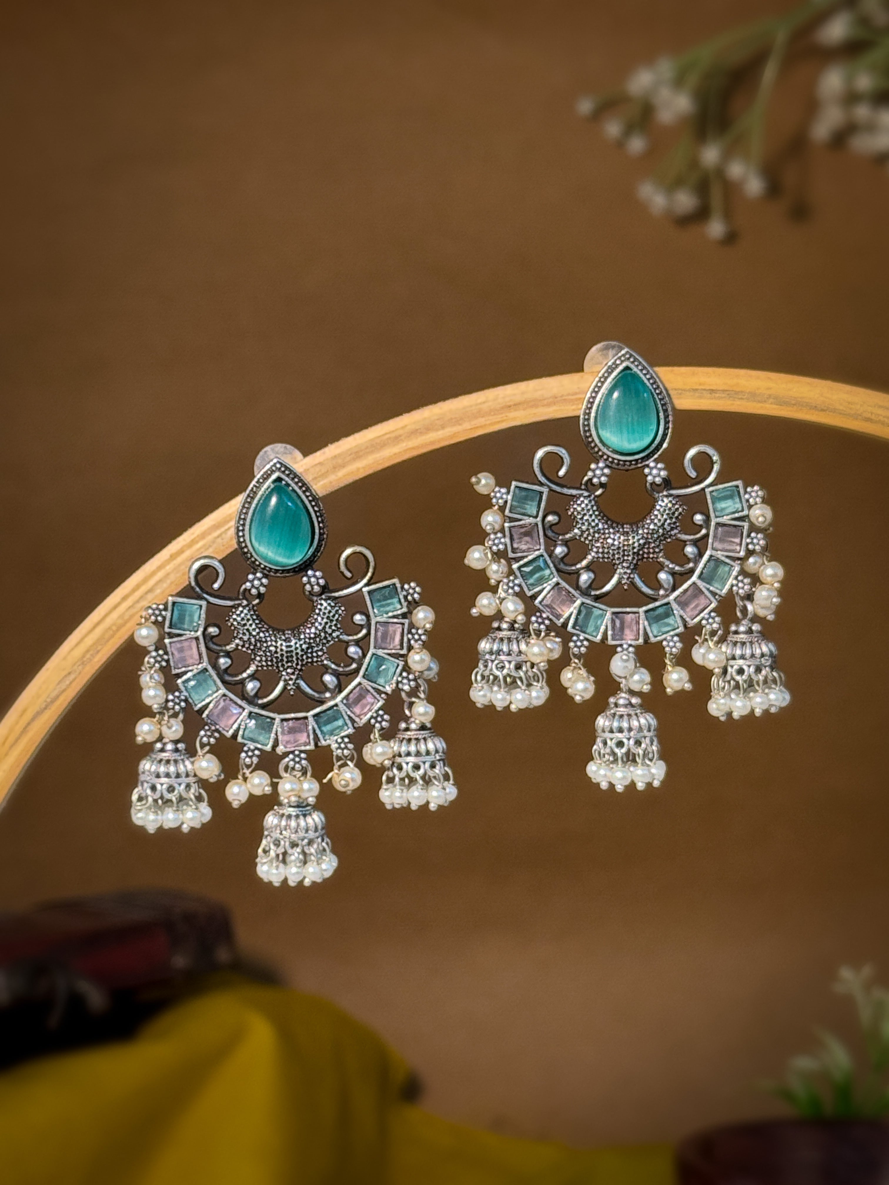 RAHA STONE JHUMKA EARRINGS