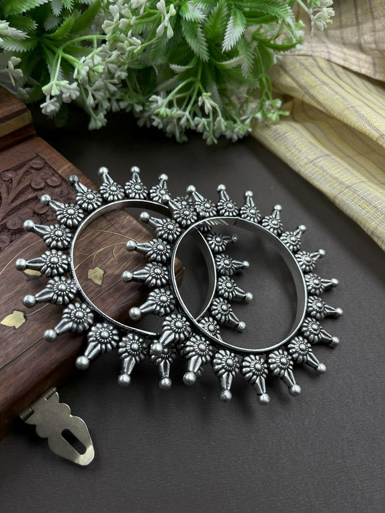 7 PIECE FLOWER OXIDISED JEWELLERY SET COMBO
