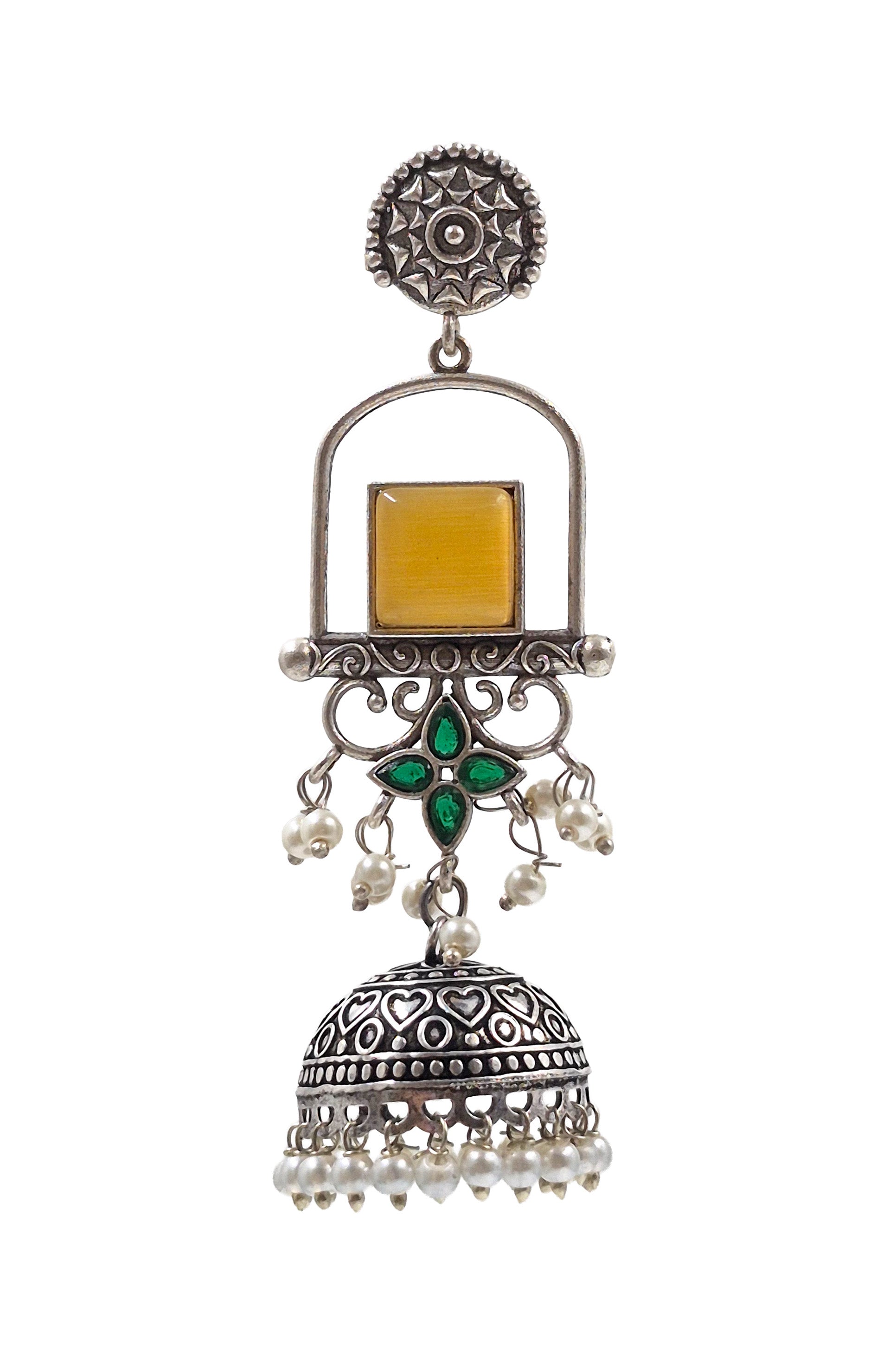Aanvi Stone Jhumka Earrings