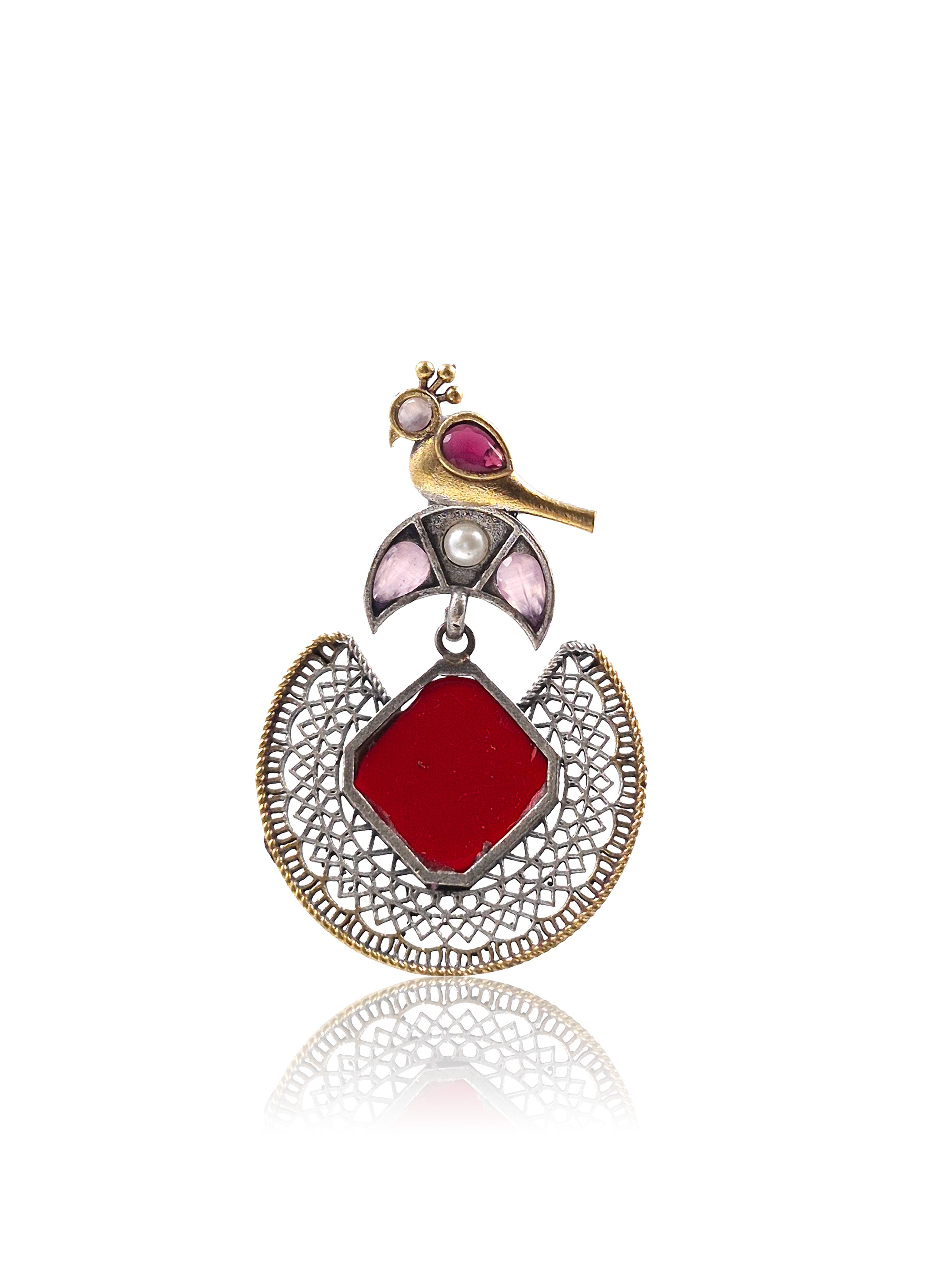 Royal Peacock Filigree Stone Earrings