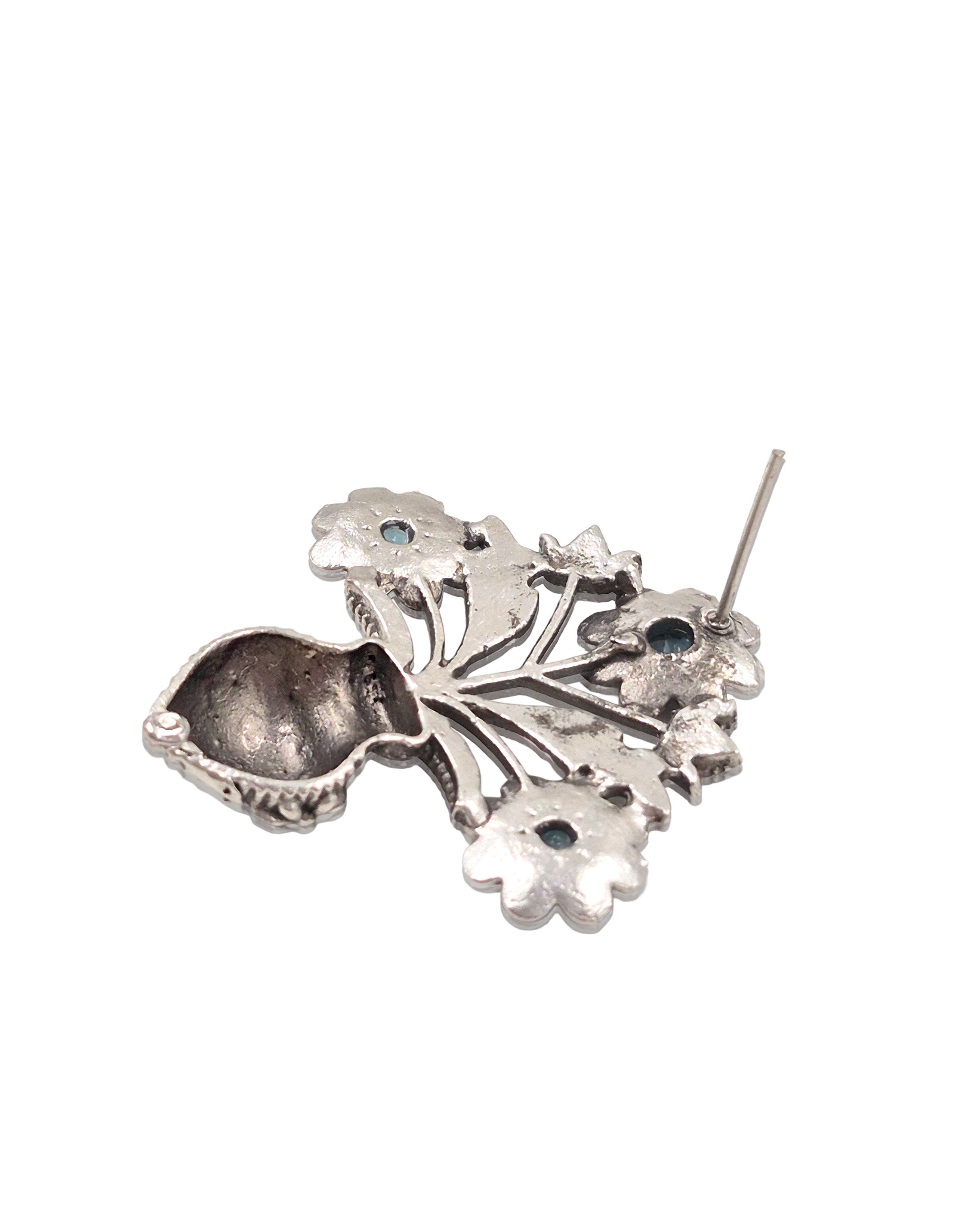 Unique Floral Pot Stud Earrings