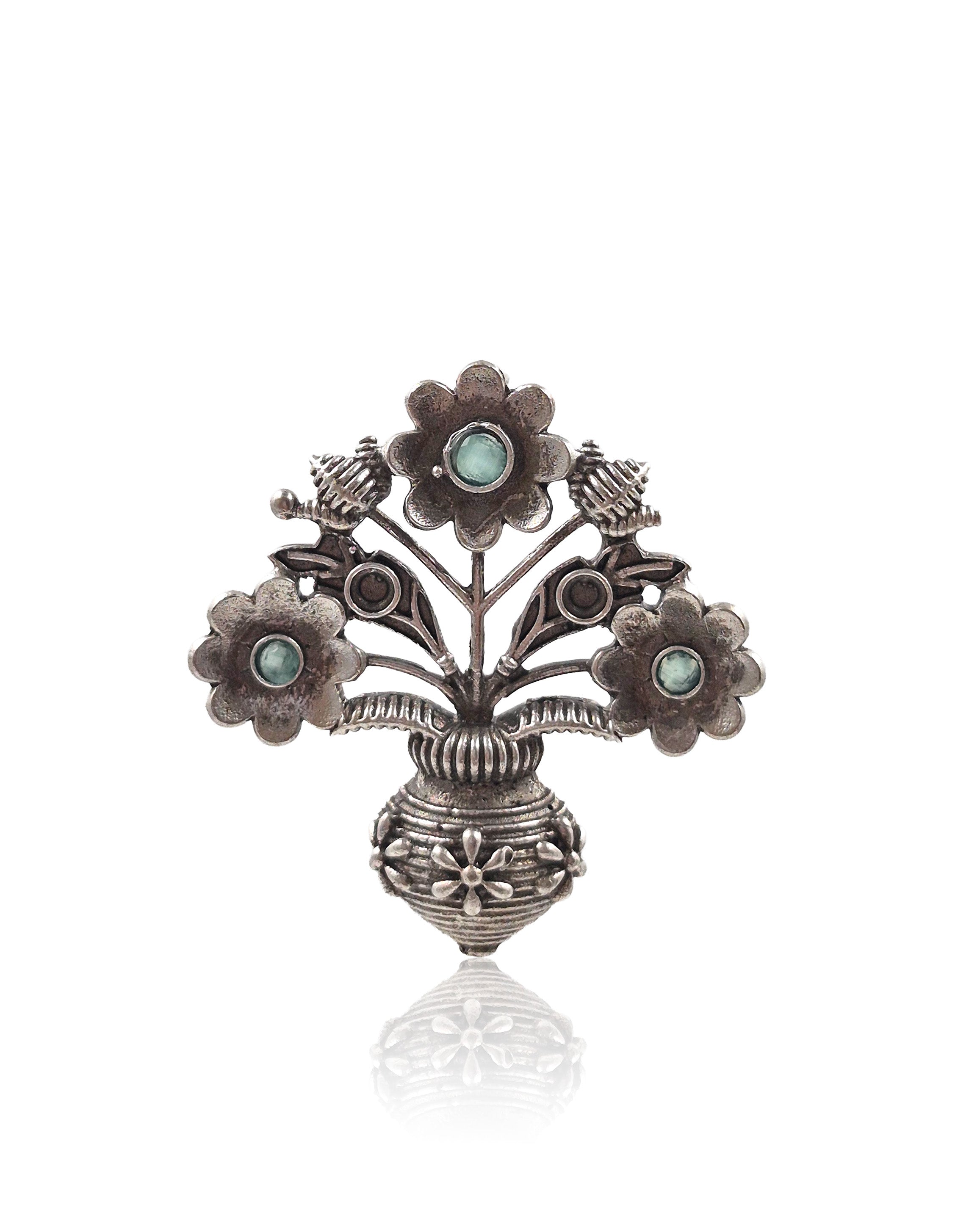 Unique Floral Pot Stud Earrings