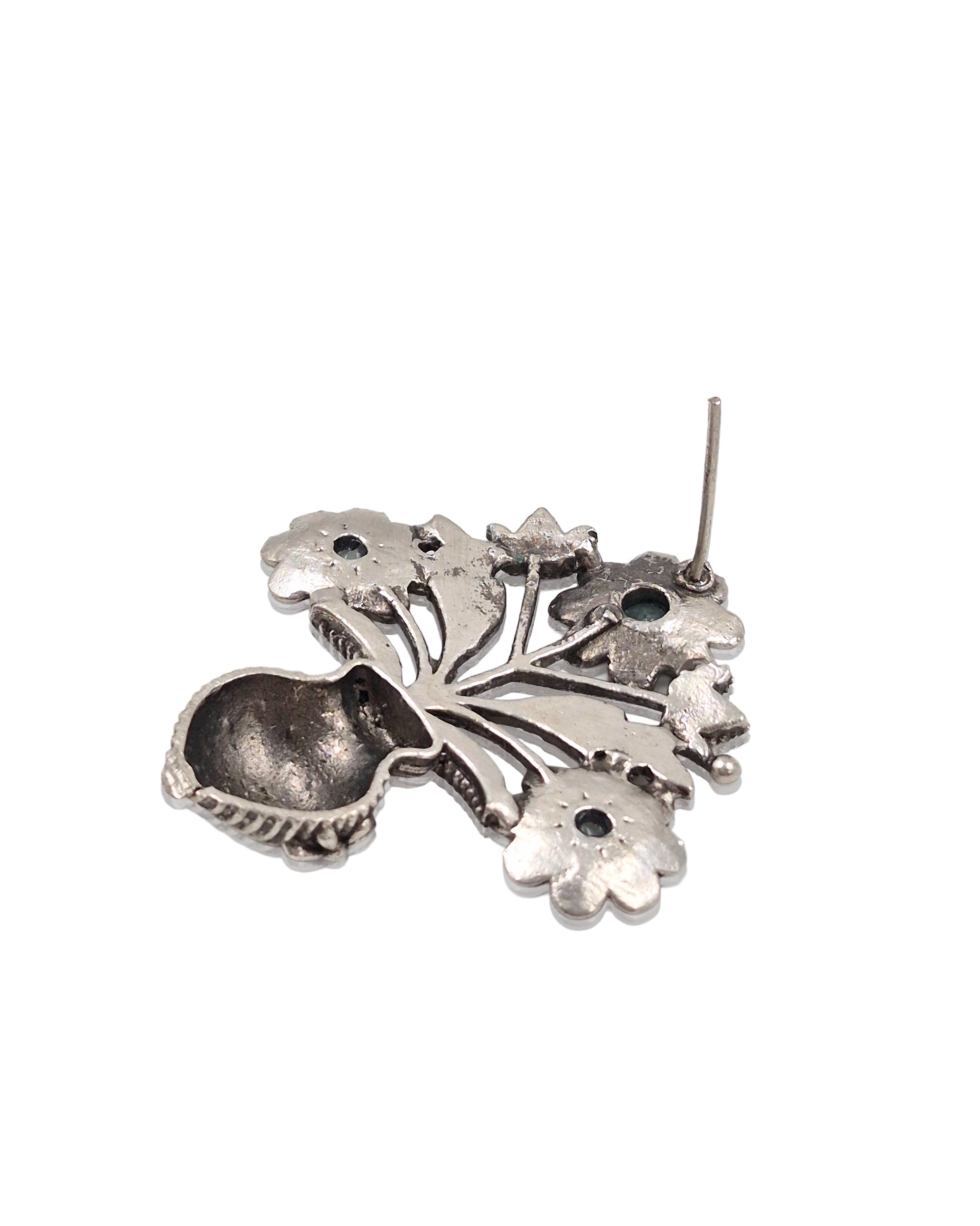 Unique Floral Pot Stud Earrings