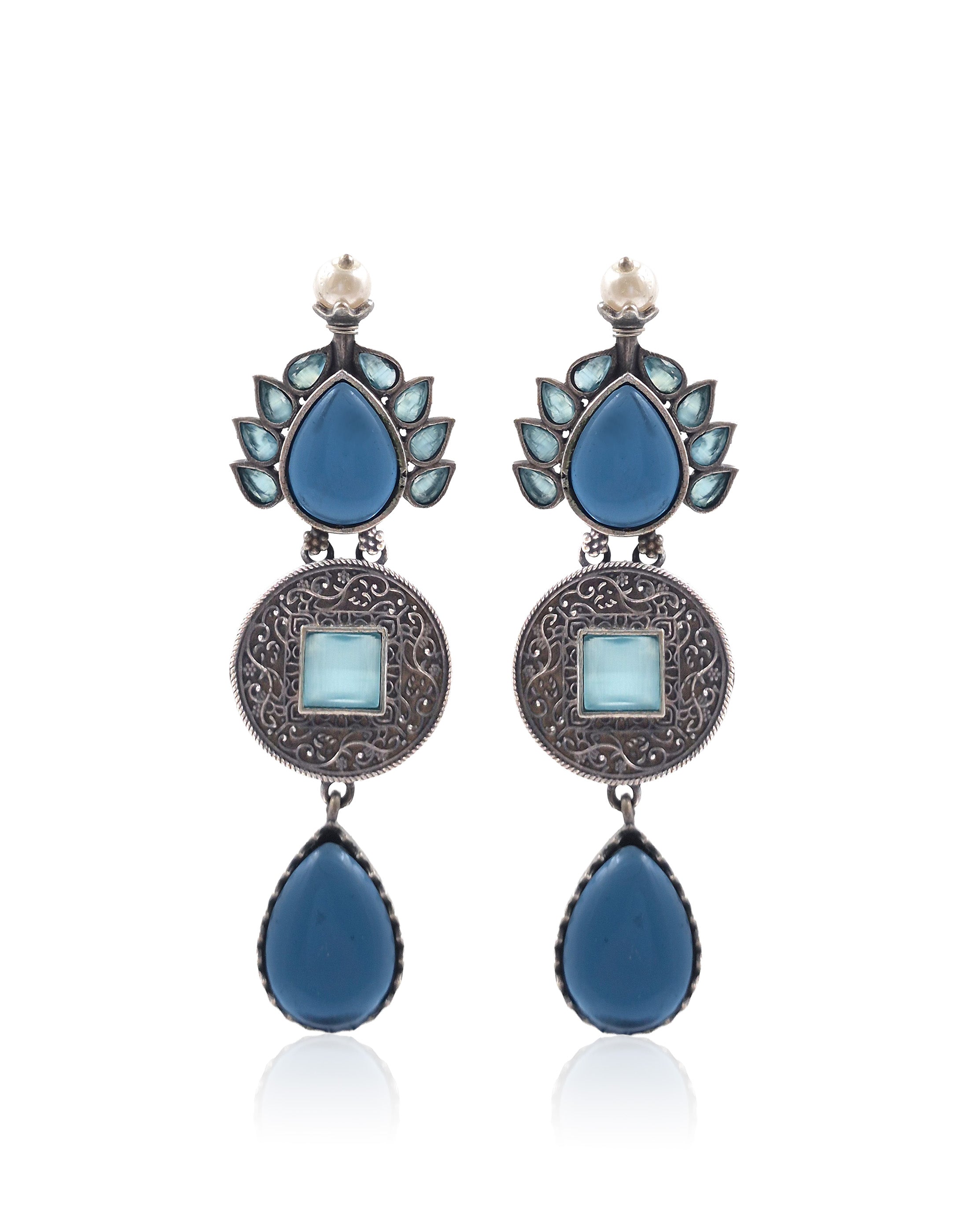 Mysticleaf Silver Bloom Stone Earrings