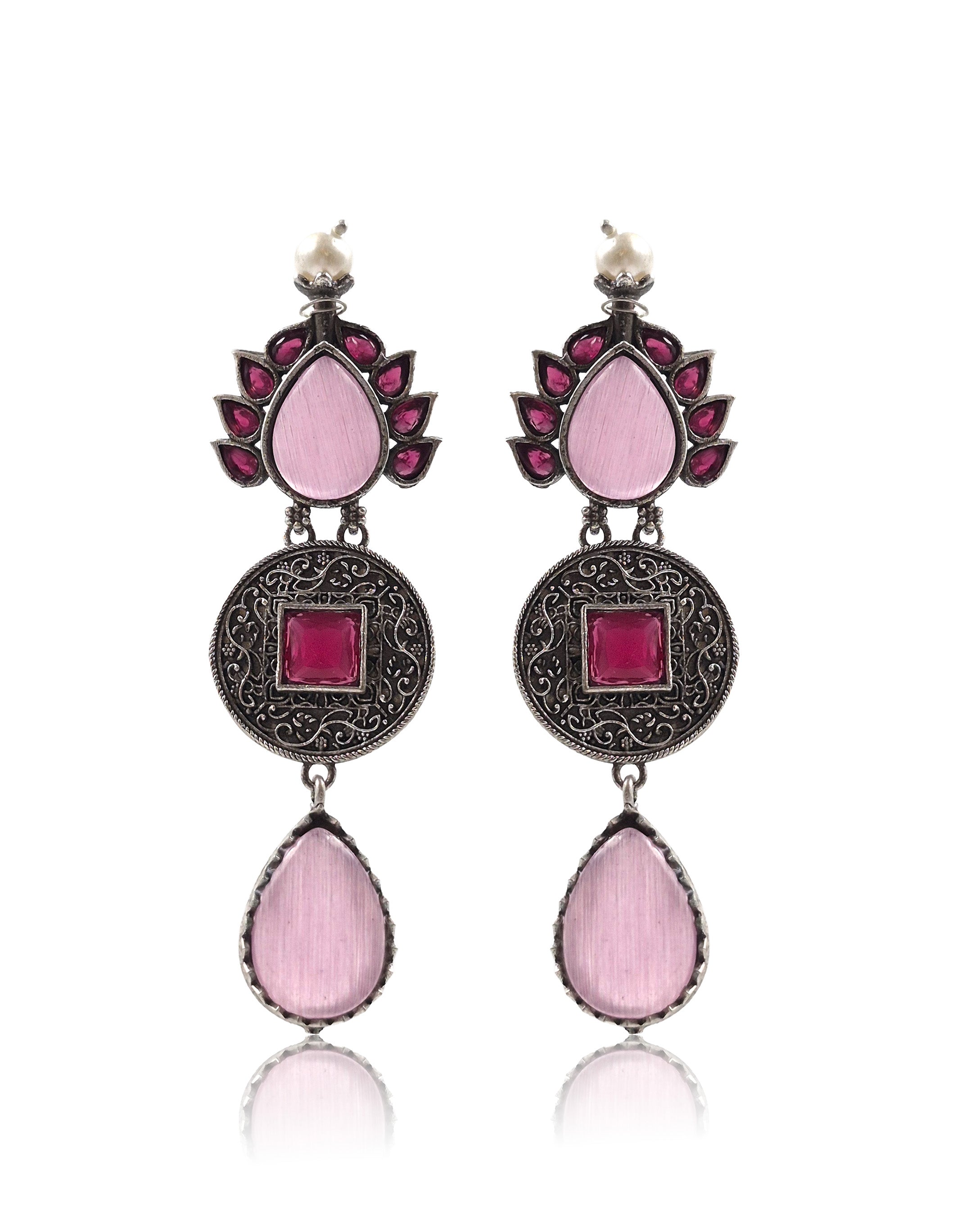 Mysticleaf Silver Bloom Stone Earrings