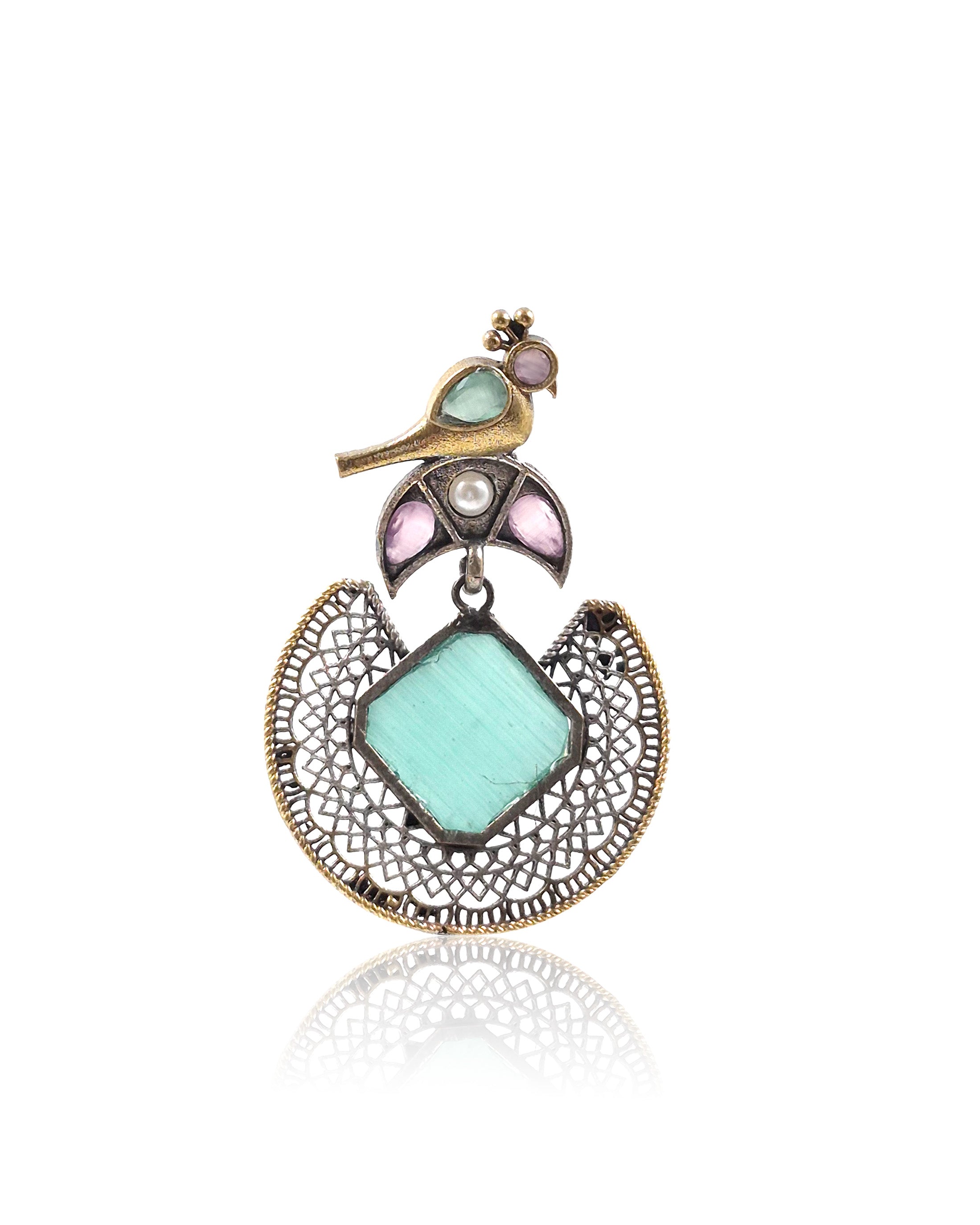 Royal Peacock Filigree Stone Earrings