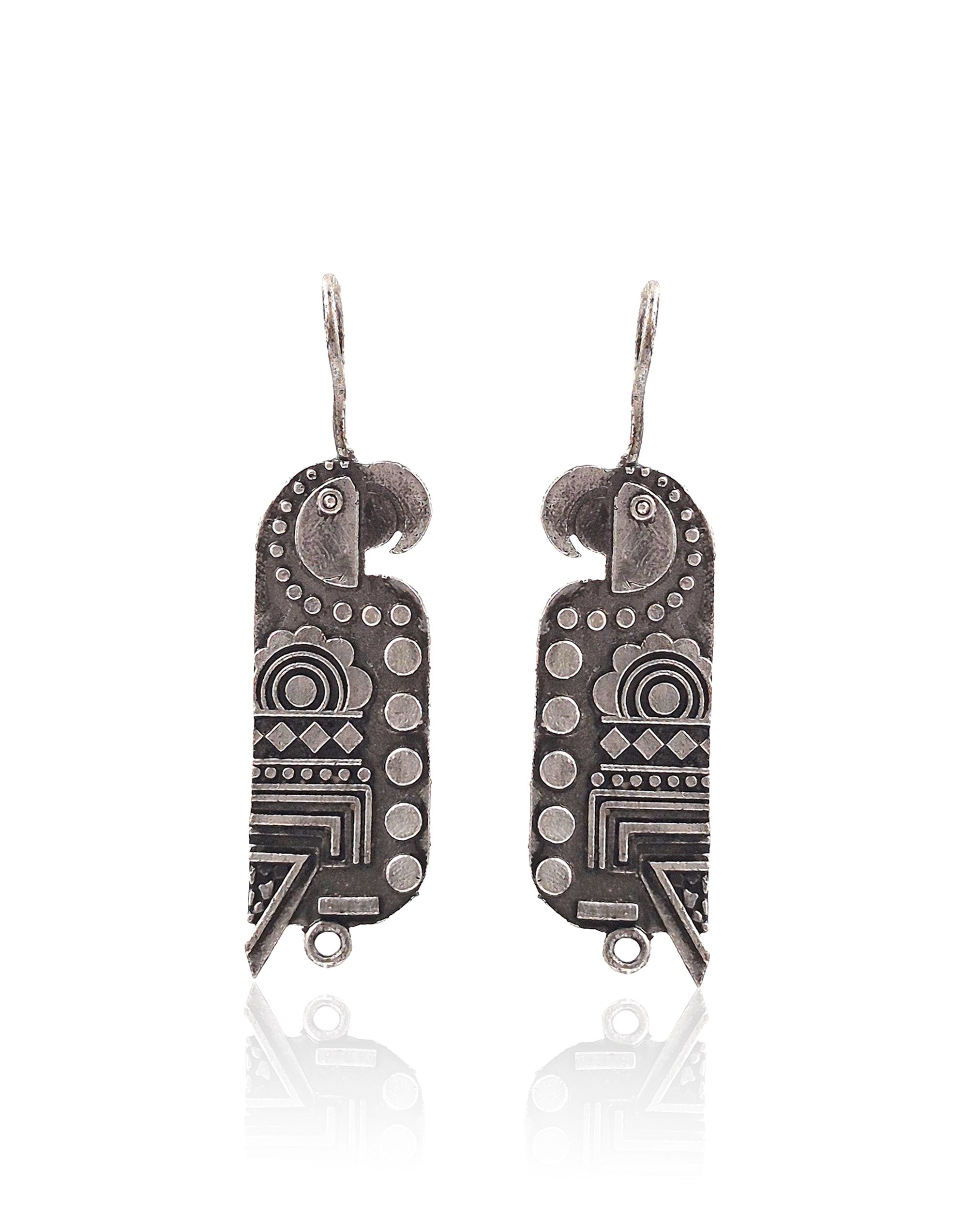 PARROT SILVER LOOKALIKE STUD EARRINGS