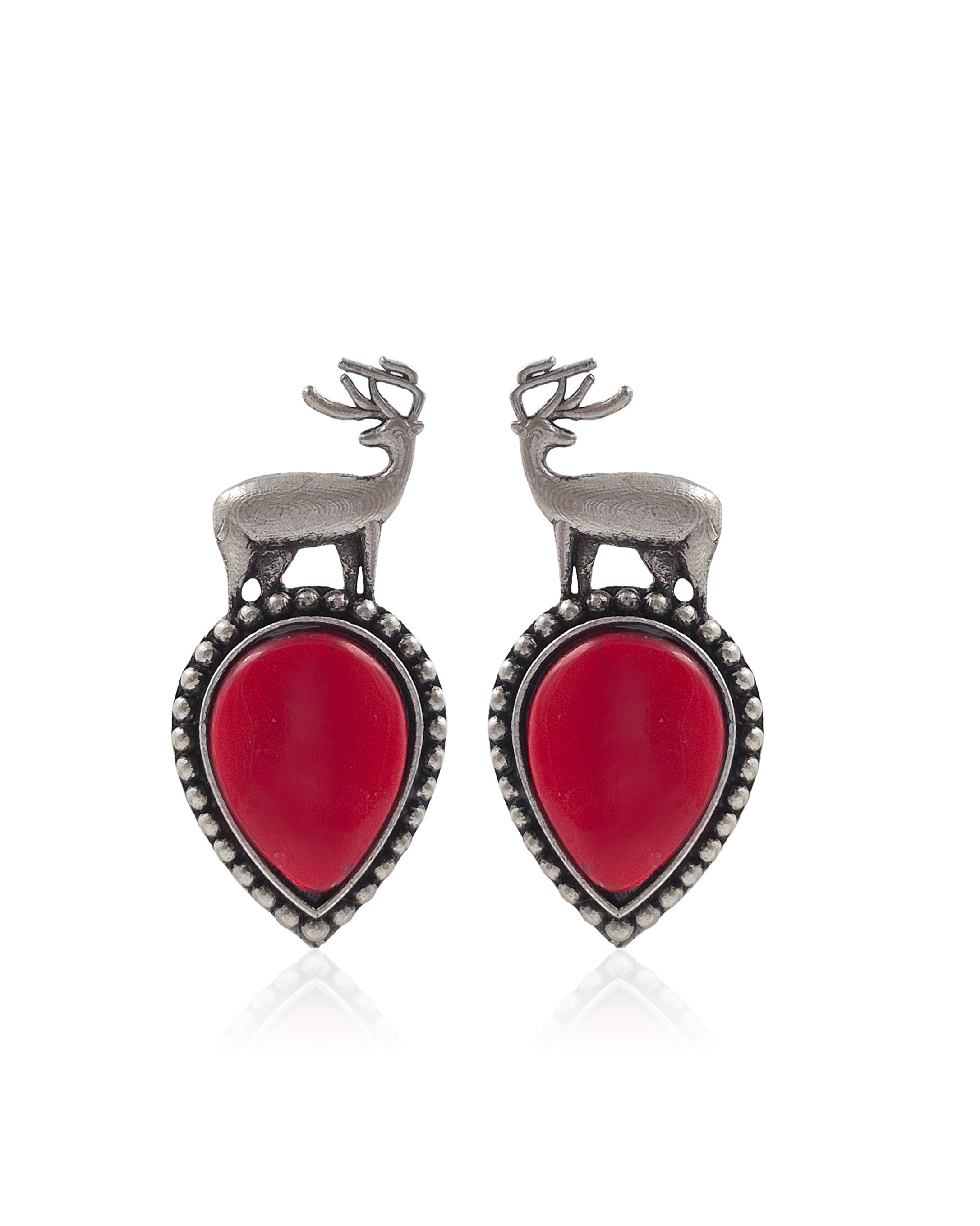 DEER OXIDISED STUD EARRINGS
