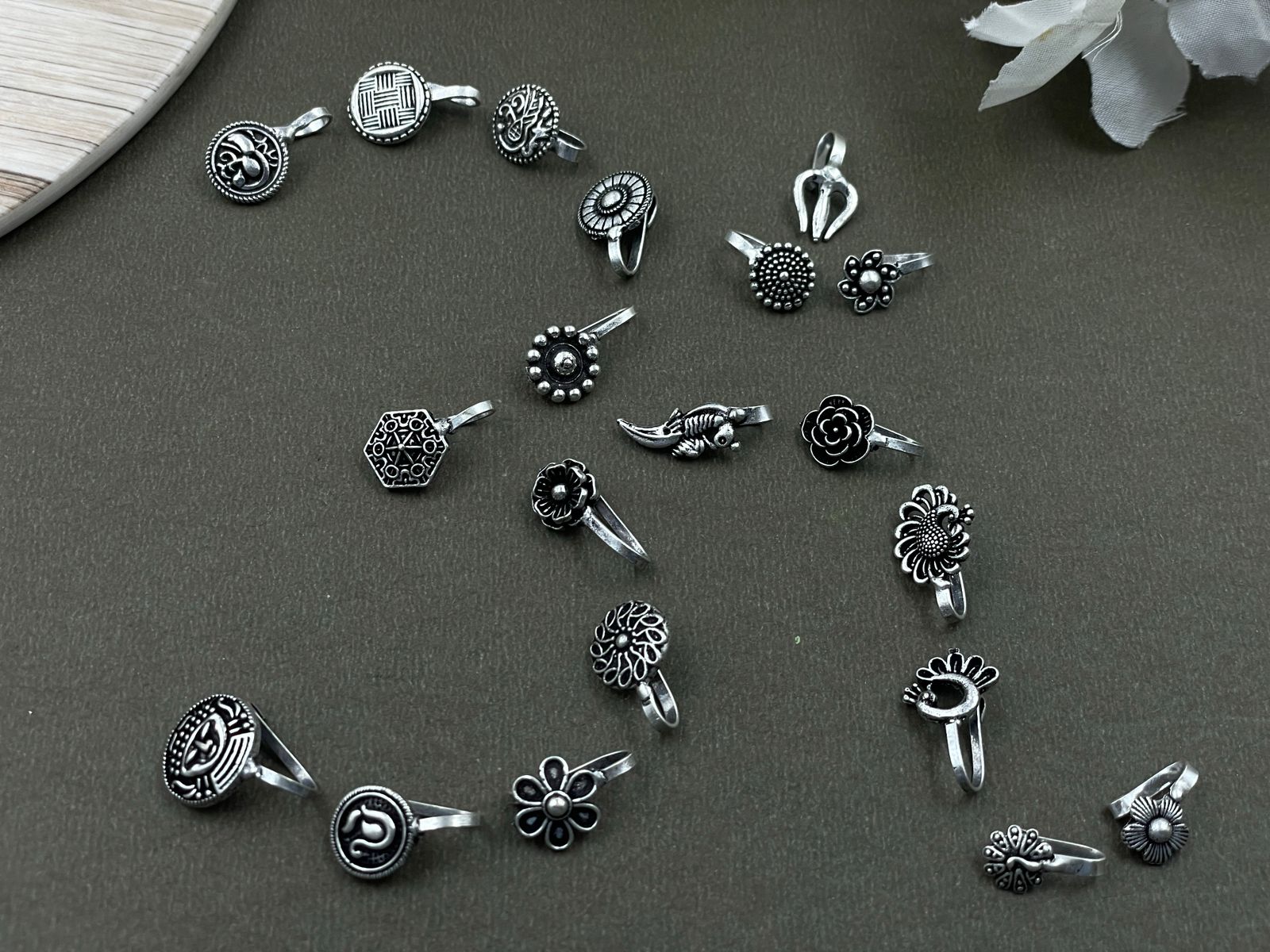 VIDHI OXIDISED CLIP ON NOSEPIN COMBO OF 20