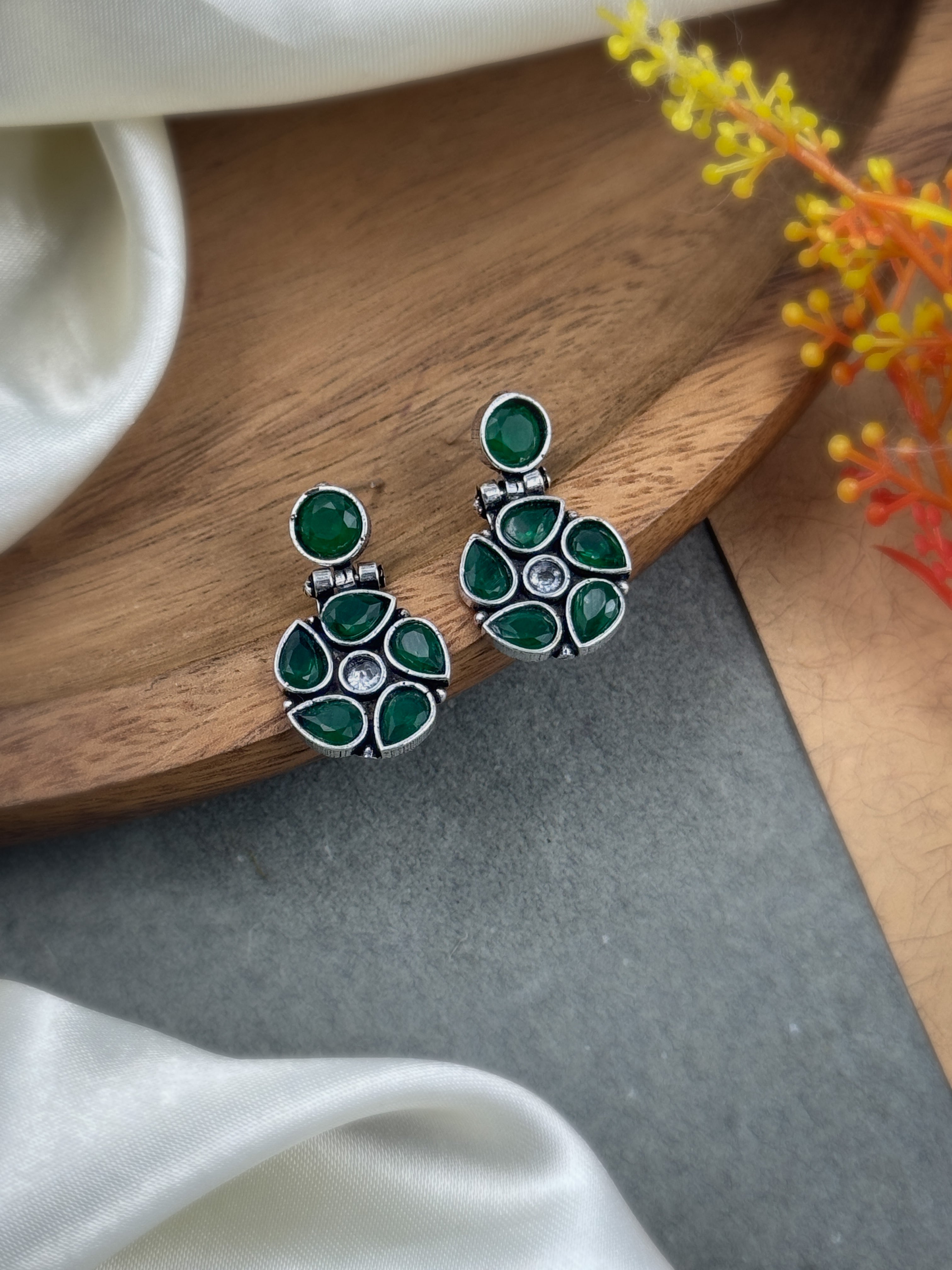 KIRTI OXIDISED STONE DANGLER EARRINGS