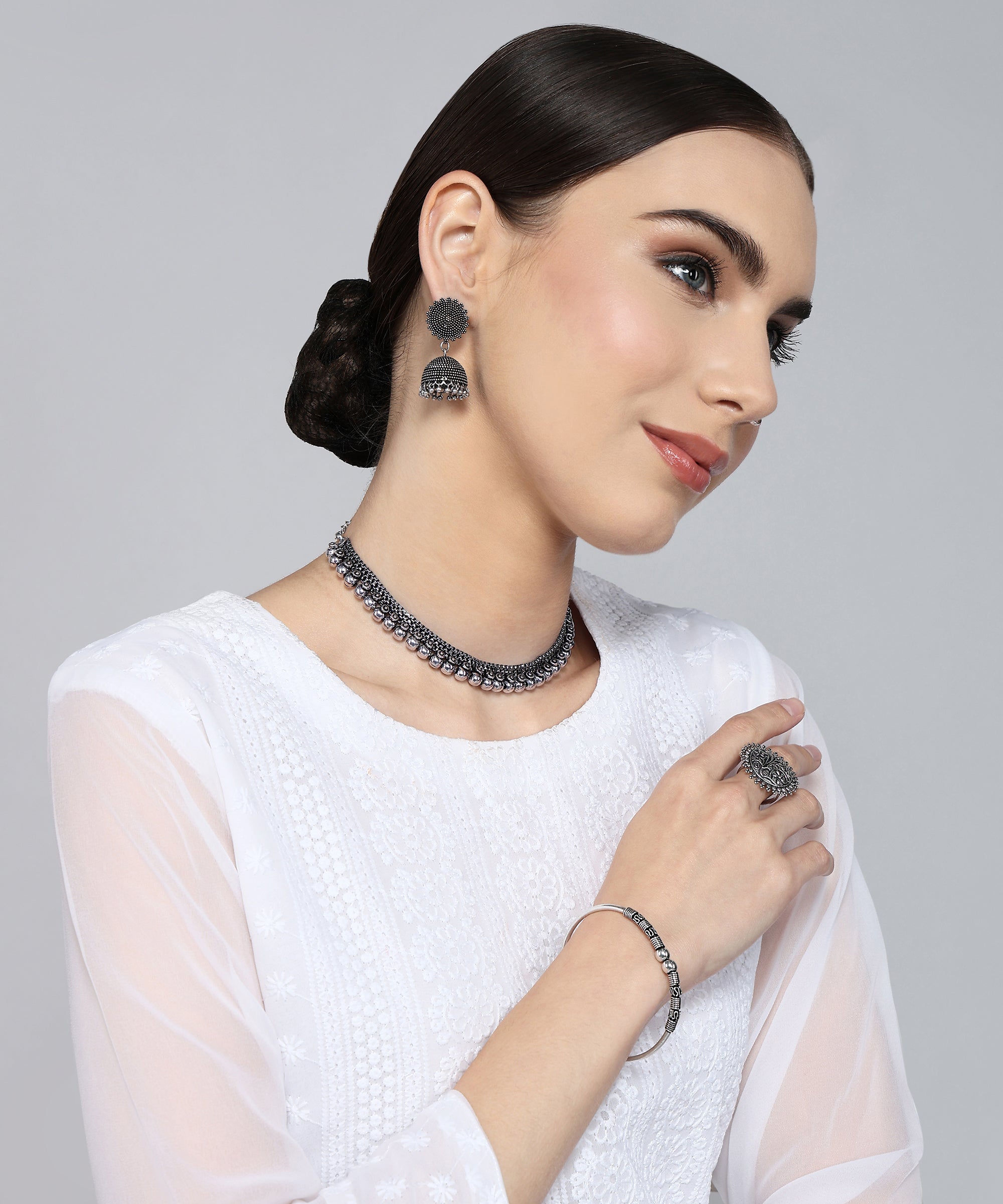 DIYA SILVER OXIDISED JEWELLERY SET COMBO