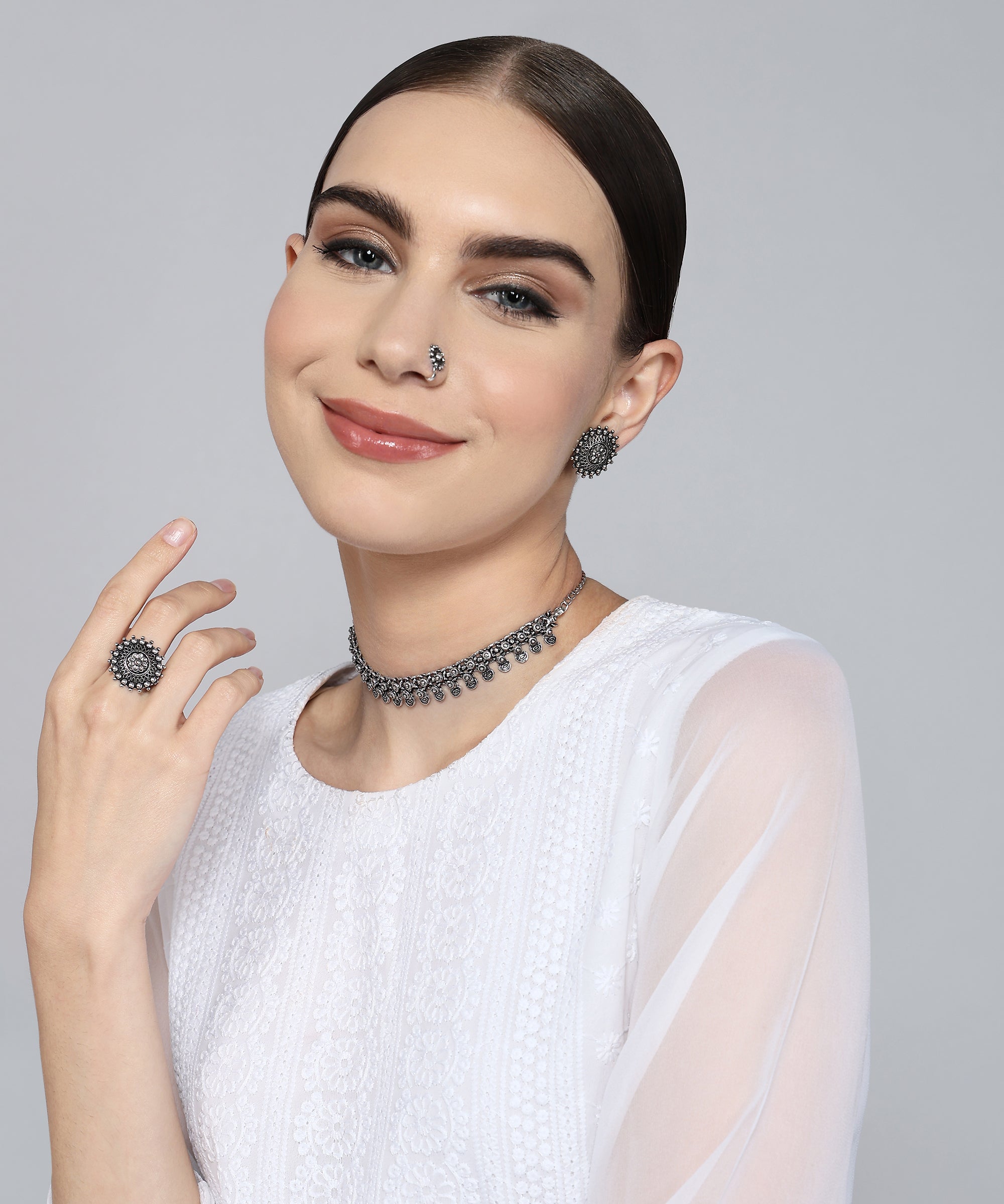 RIYA SILVER OXIDISED JEWELLERY SET COMBO