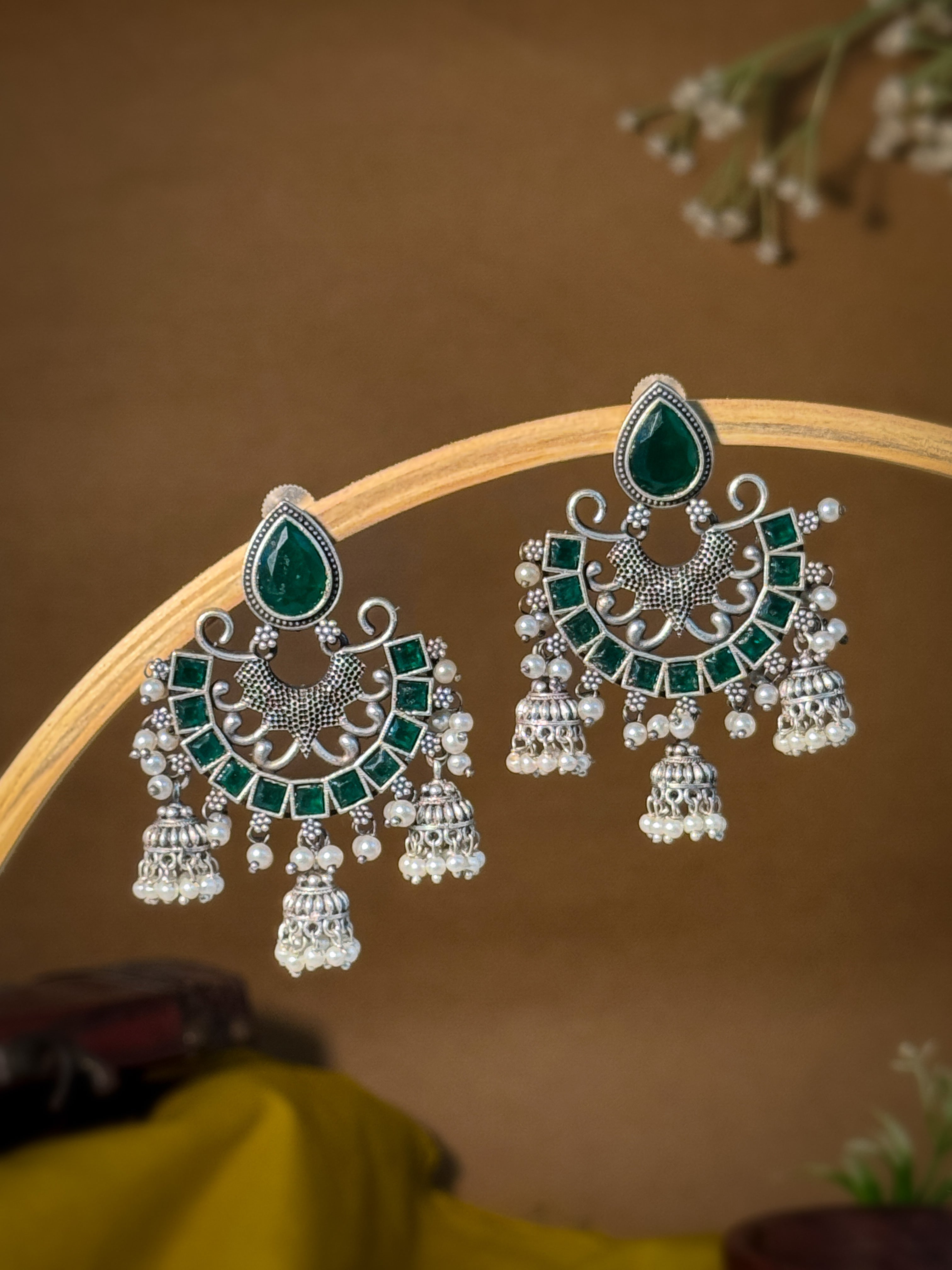RAHA STONE JHUMKA EARRINGS