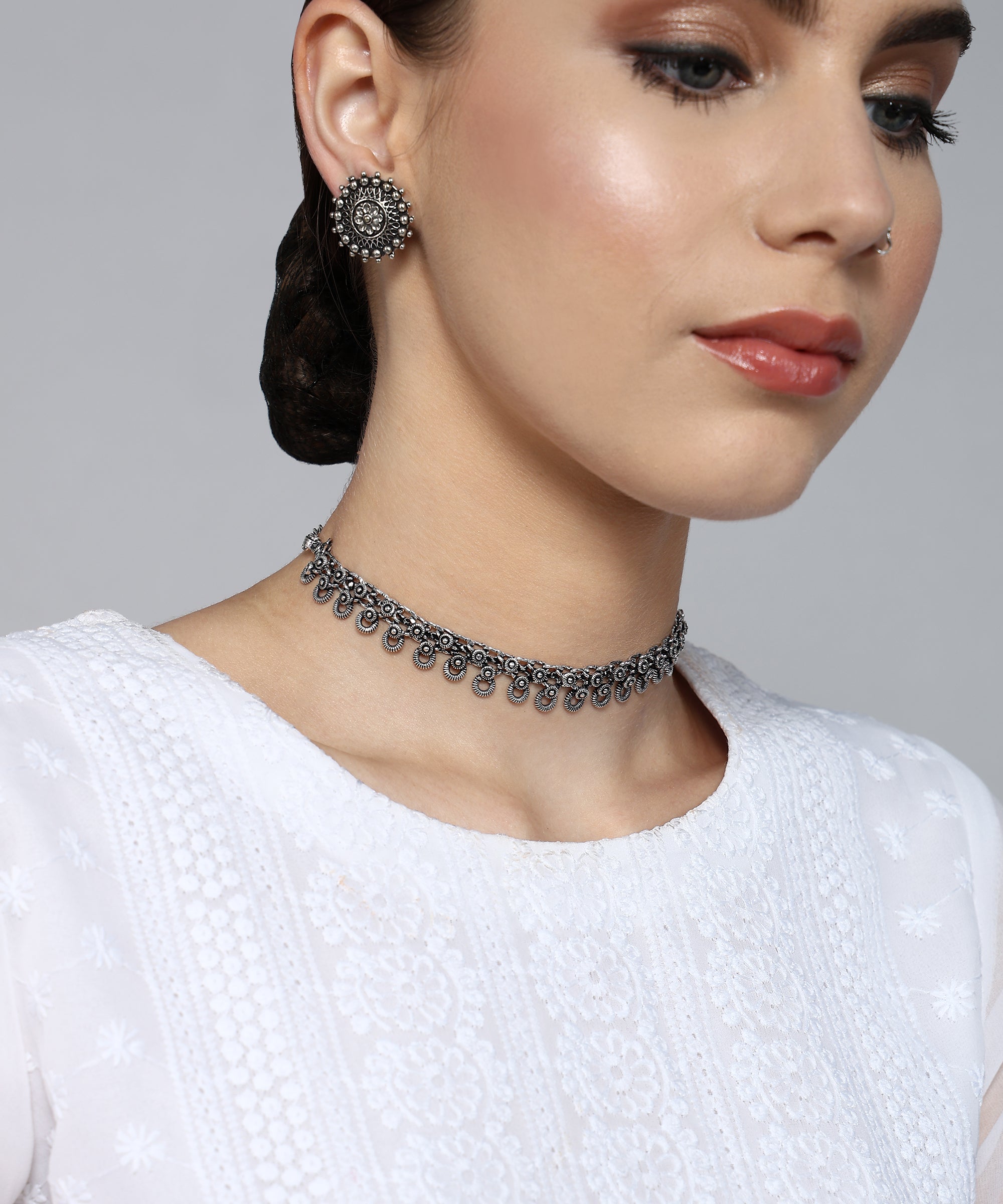 PRAGATI SILVER OXIDISED JEWELLERY SET COMBO