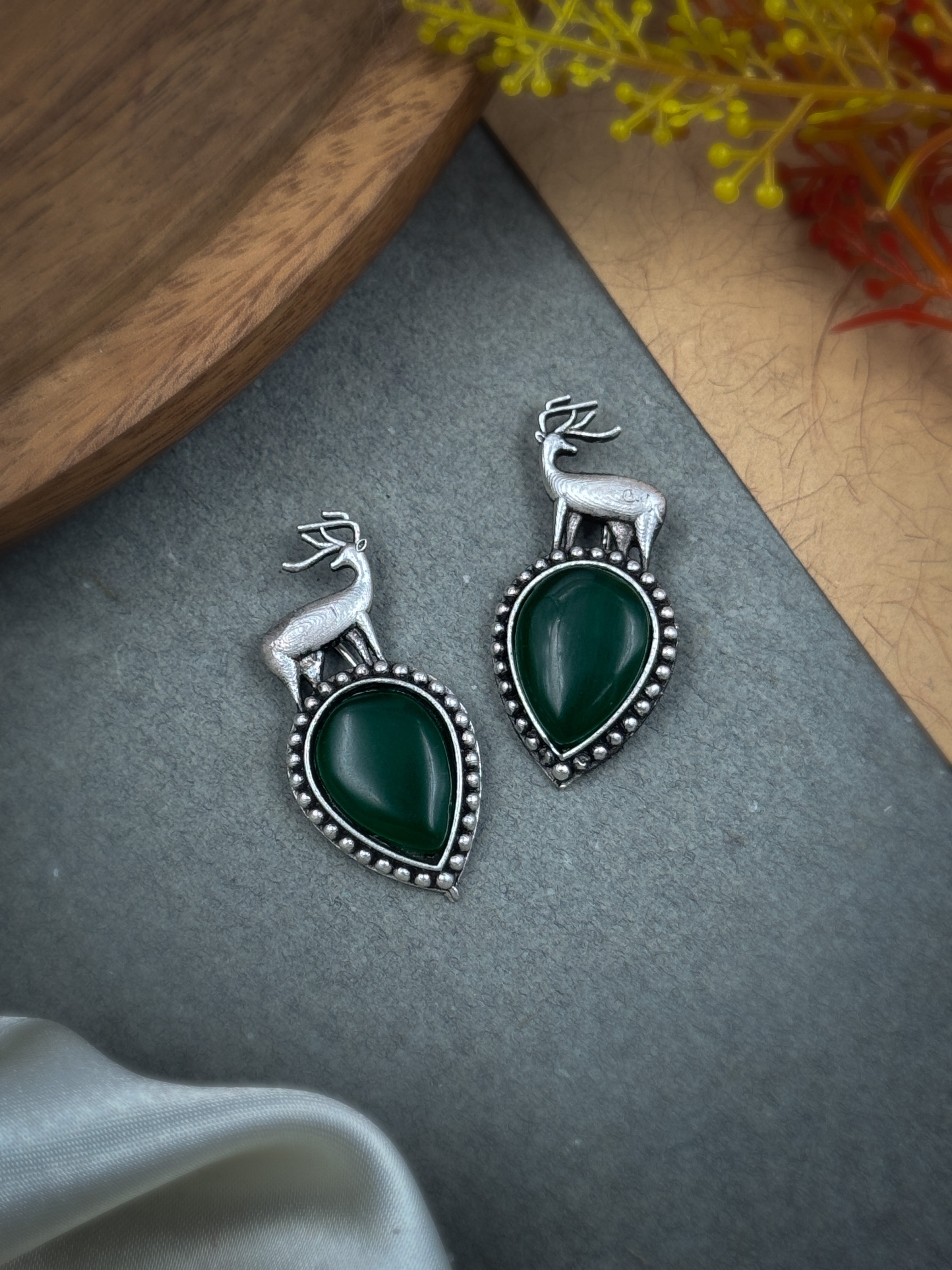 DEER OXIDISED STUD EARRINGS