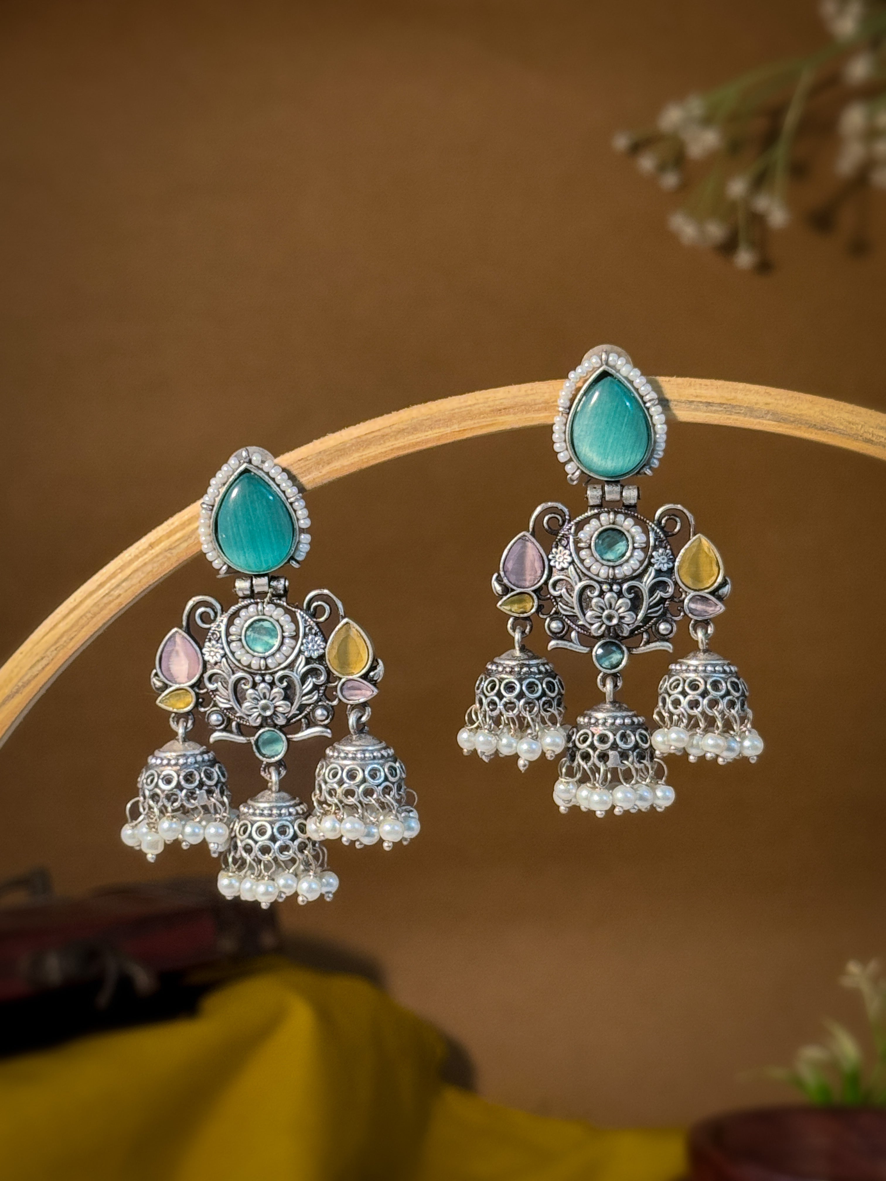 Marie Stone Jhumka Earrings
