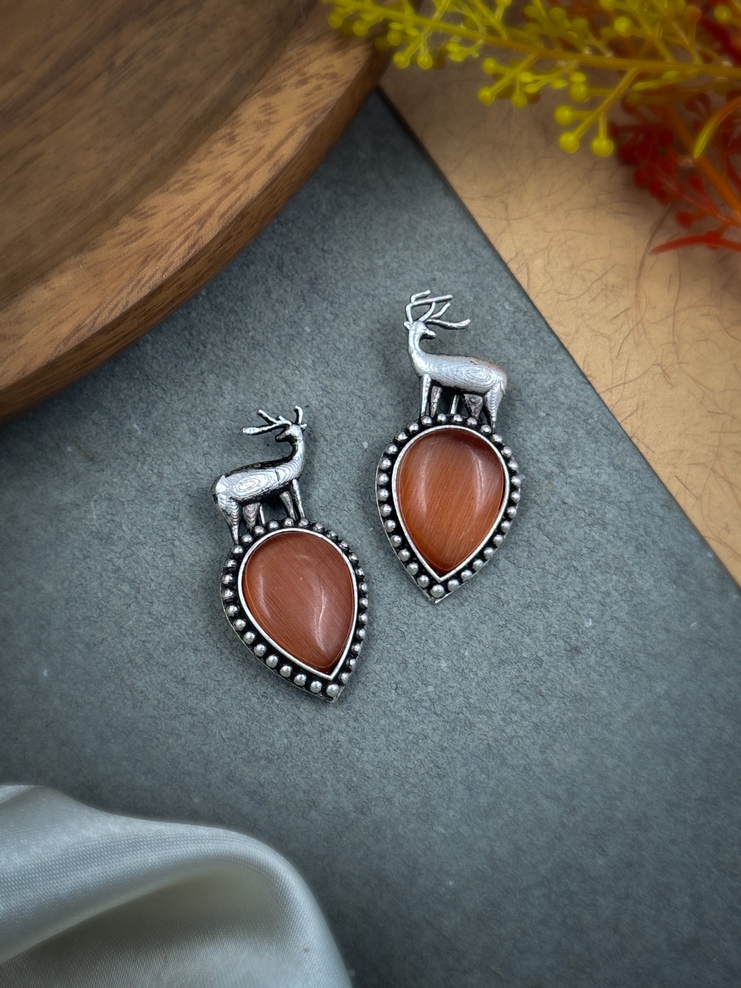DEER OXIDISED STUD EARRINGS