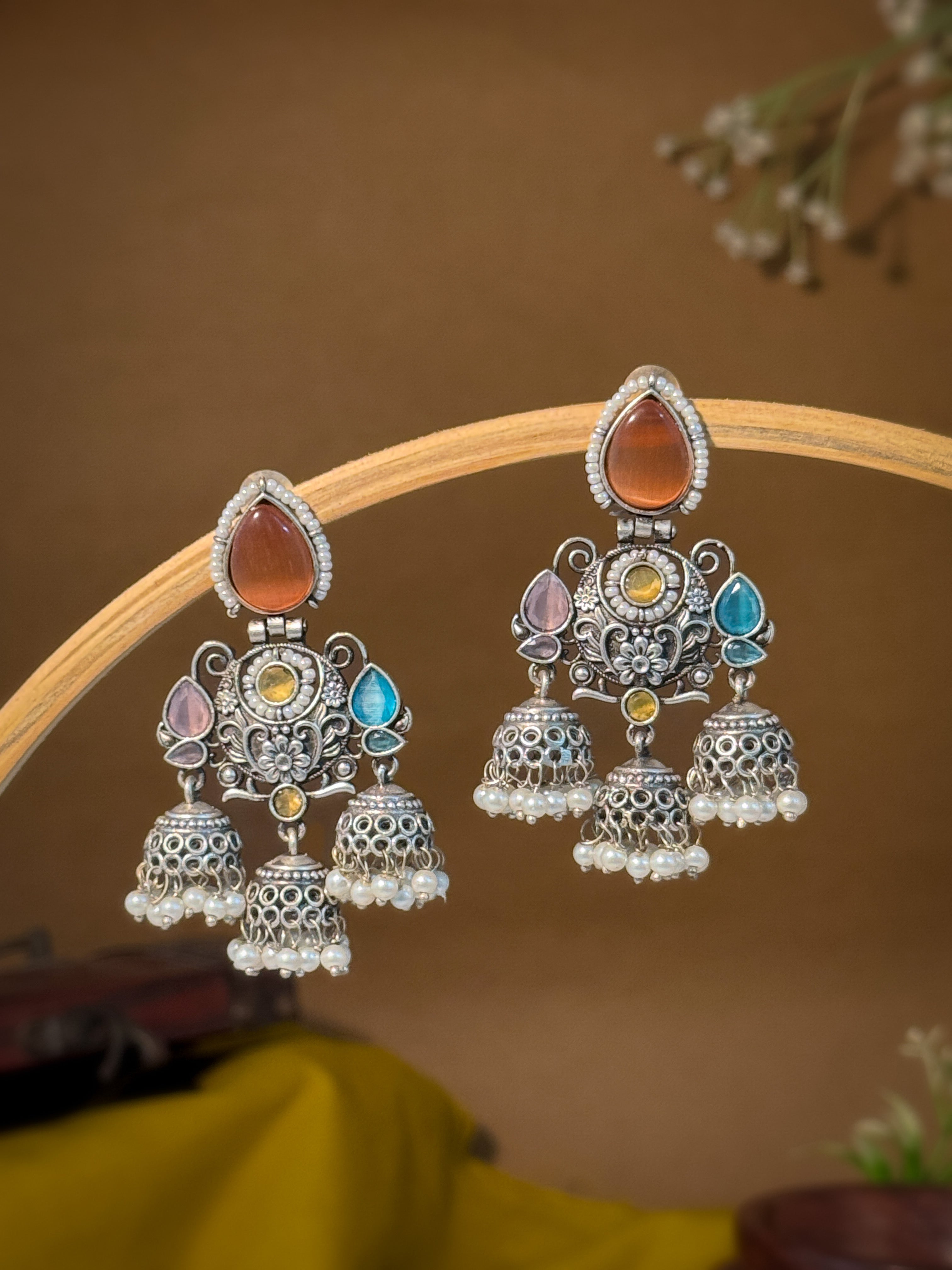 Marie Stone Jhumka Earrings