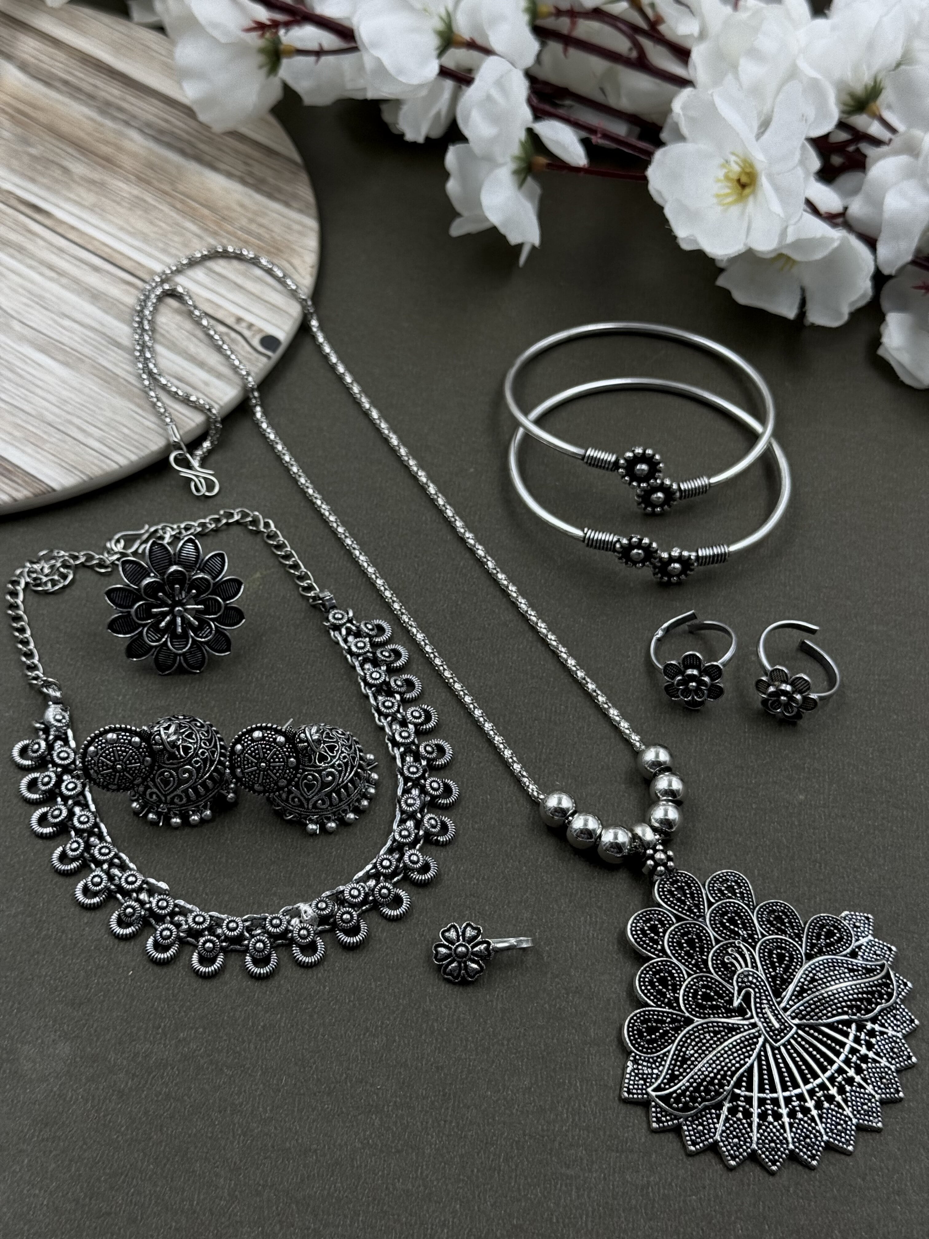 OXIDISED CHAIN JEWELLERY SET COMBO