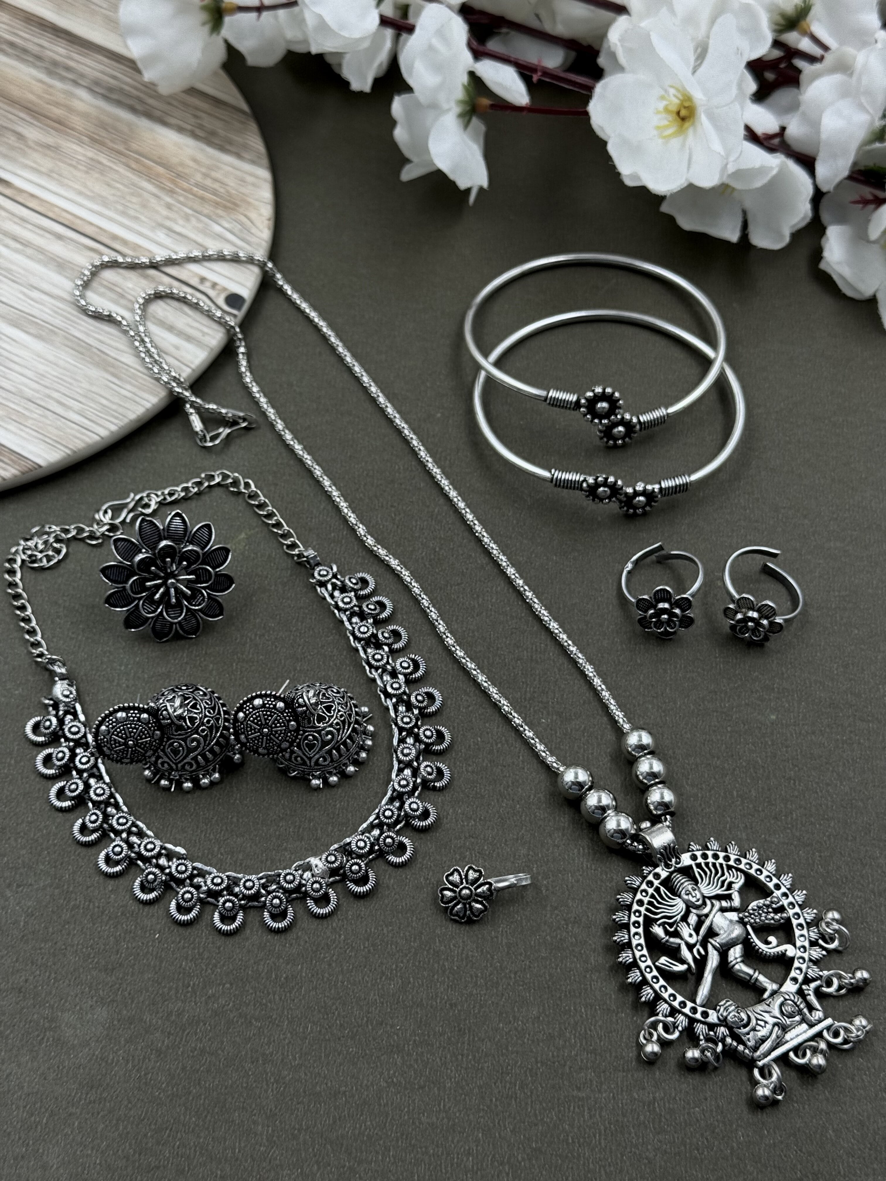 OXIDISED CHAIN JEWELLERY SET COMBO