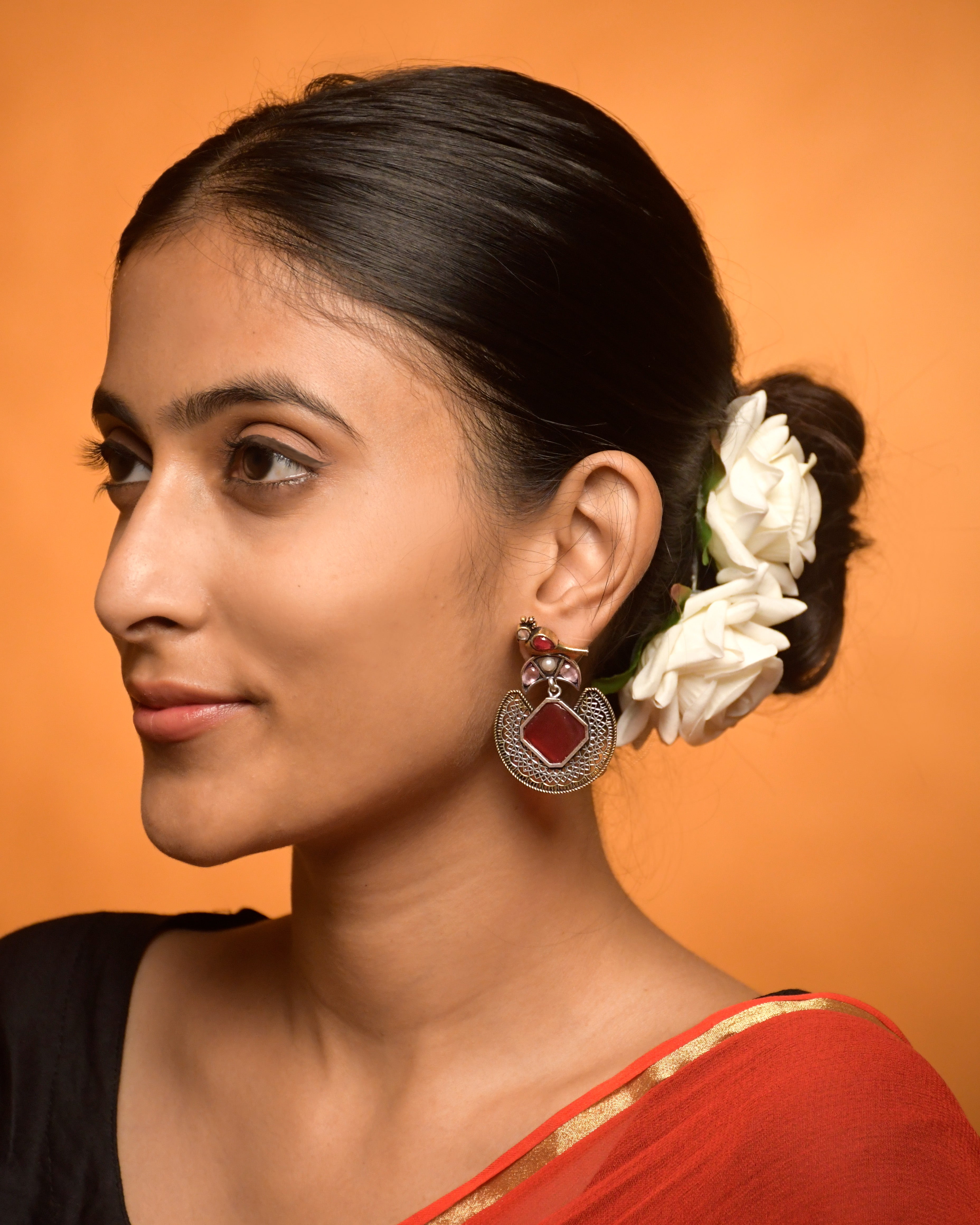 Royal Peacock Filigree Stone Earrings