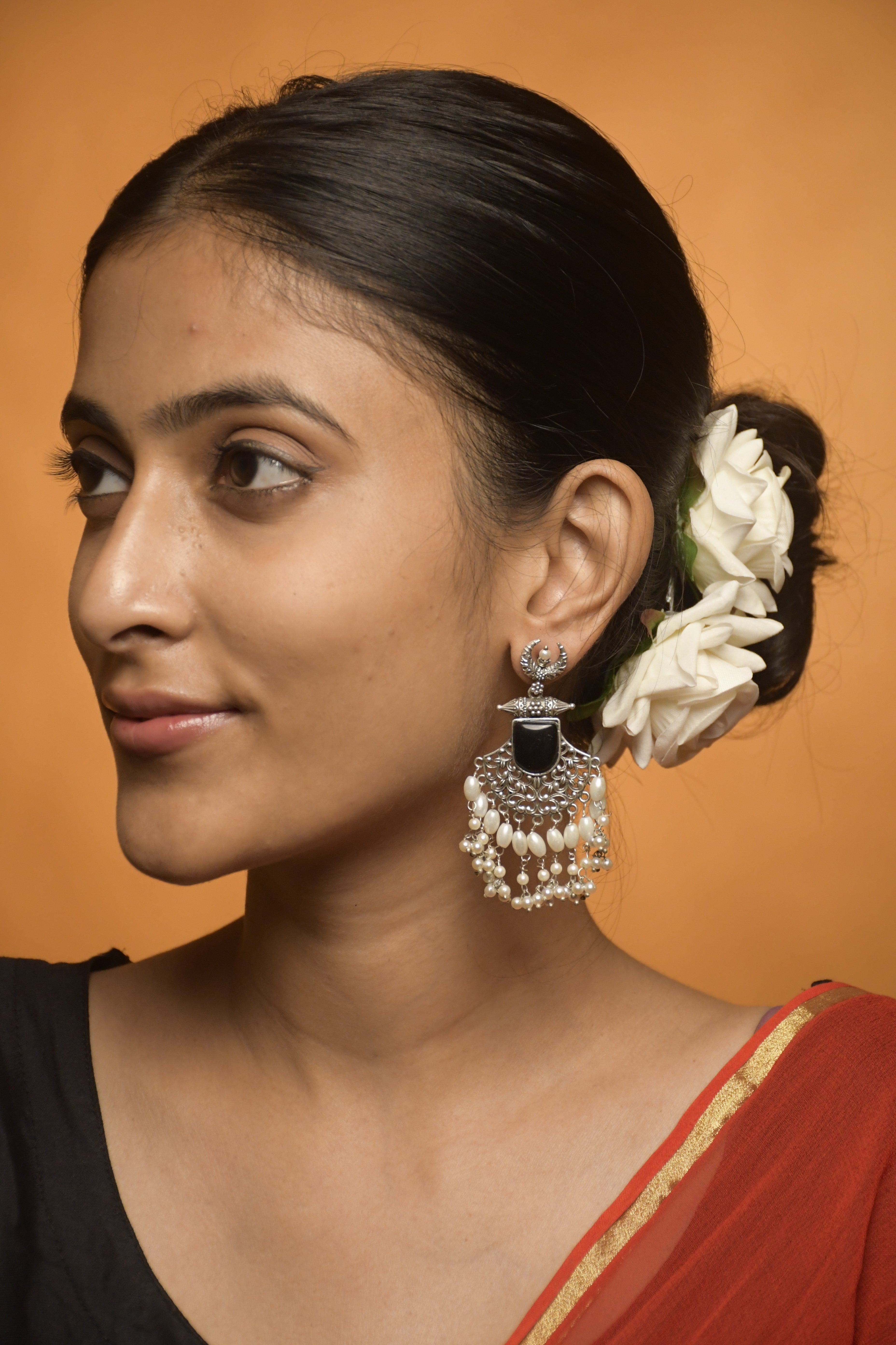 MOON OXIDISED DANGLER EARRINGS