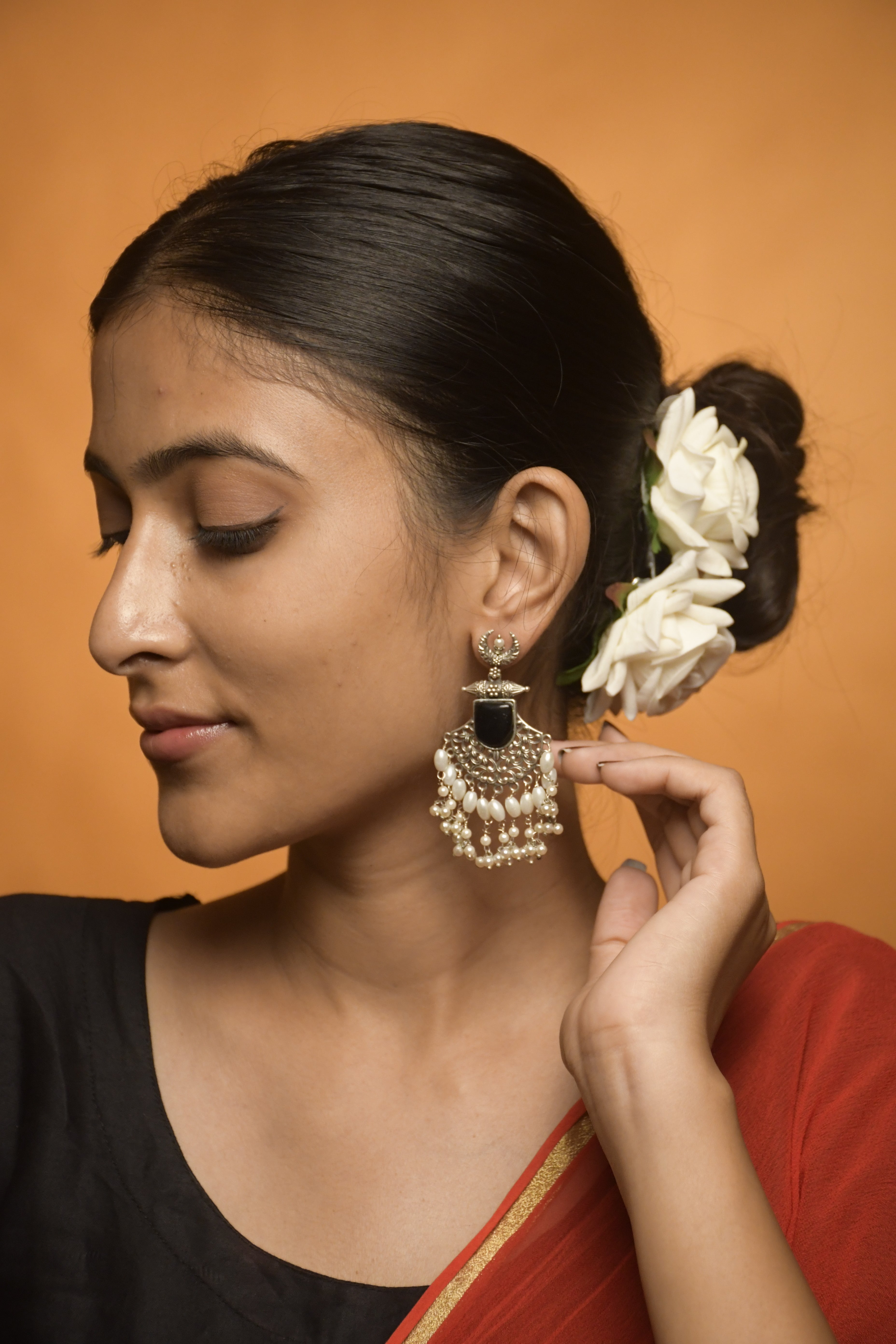 MOON OXIDISED DANGLER EARRINGS