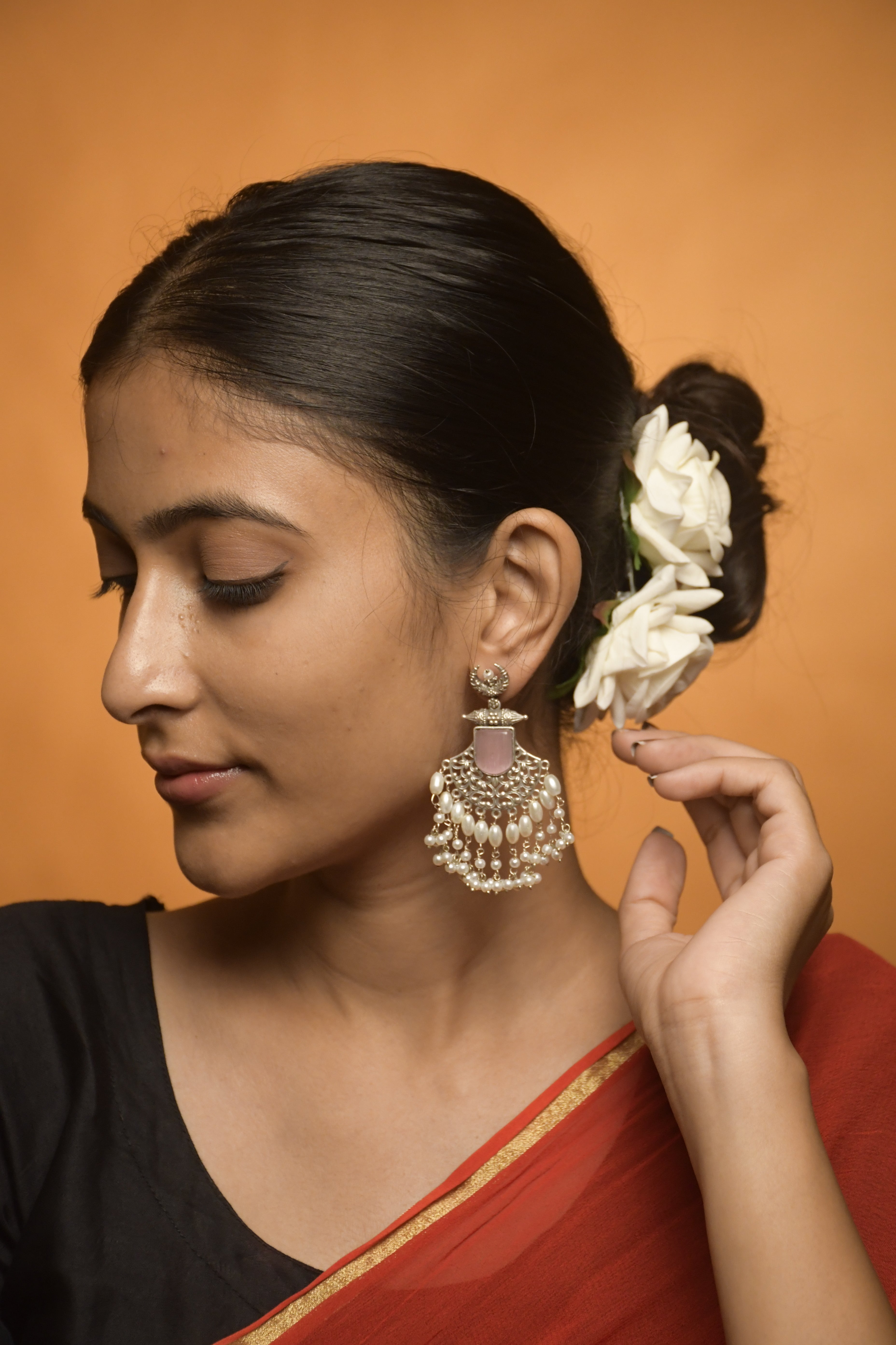 MOON OXIDISED DANGLER EARRINGS