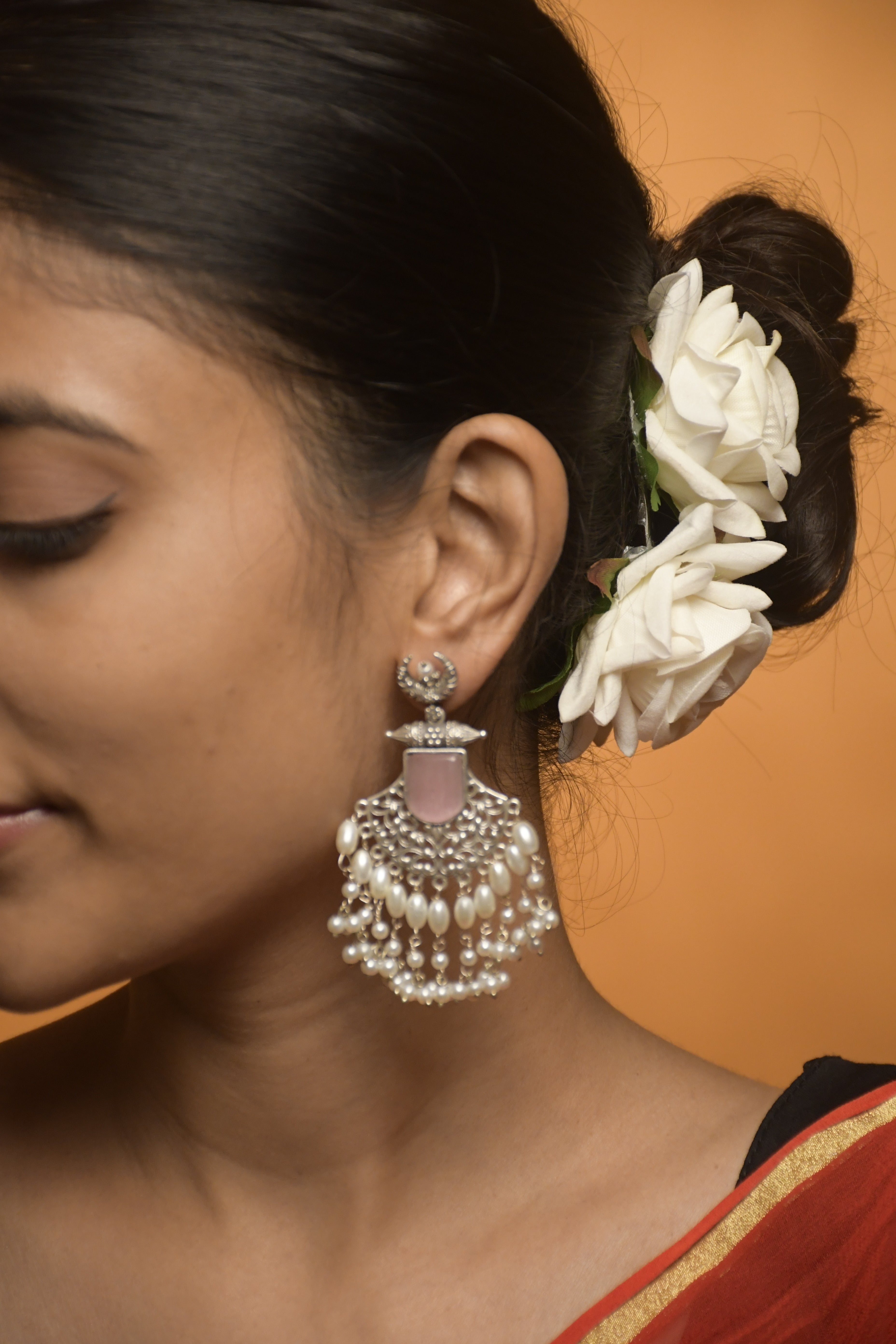 MOON OXIDISED DANGLER EARRINGS
