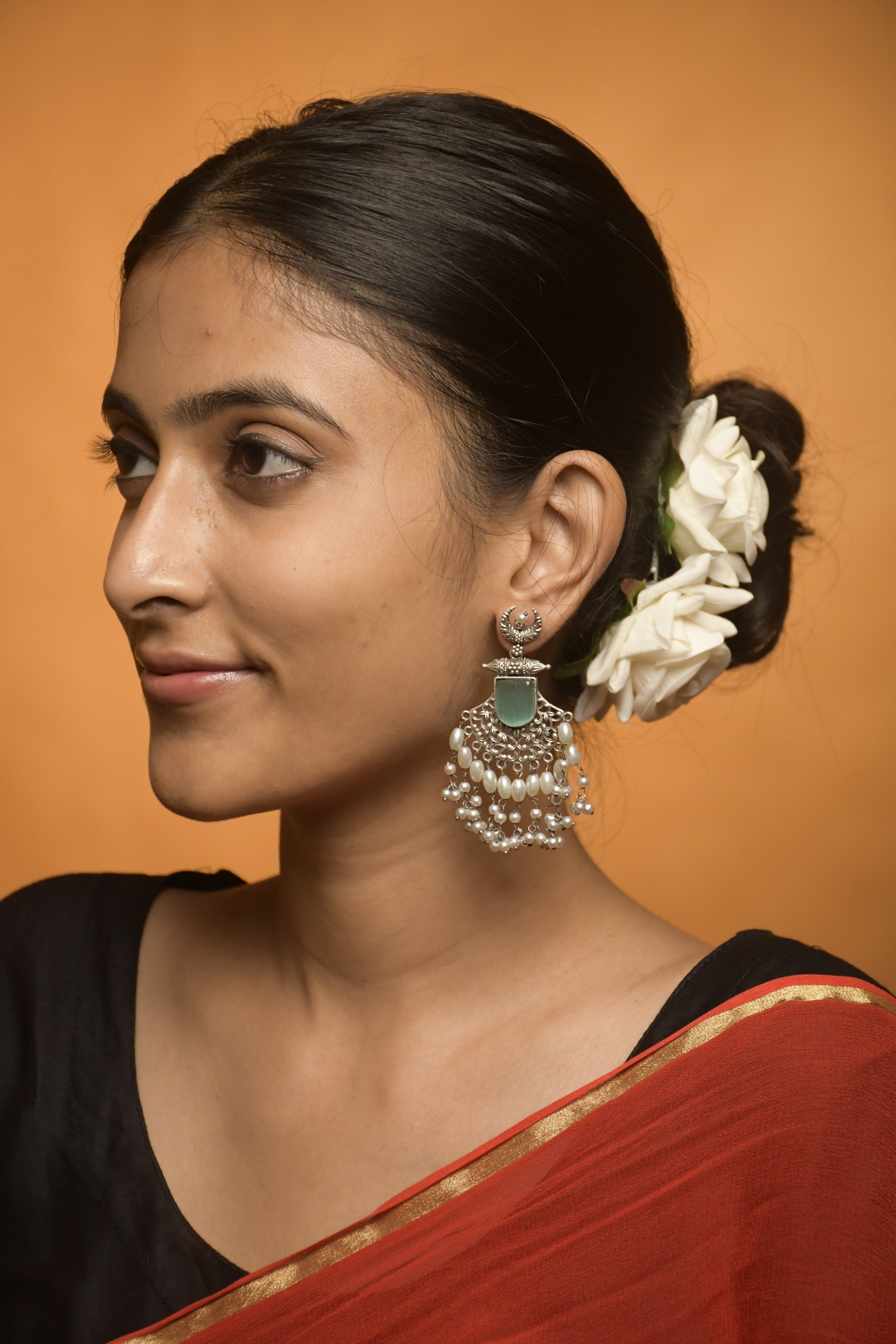 MOON OXIDISED DANGLER EARRINGS