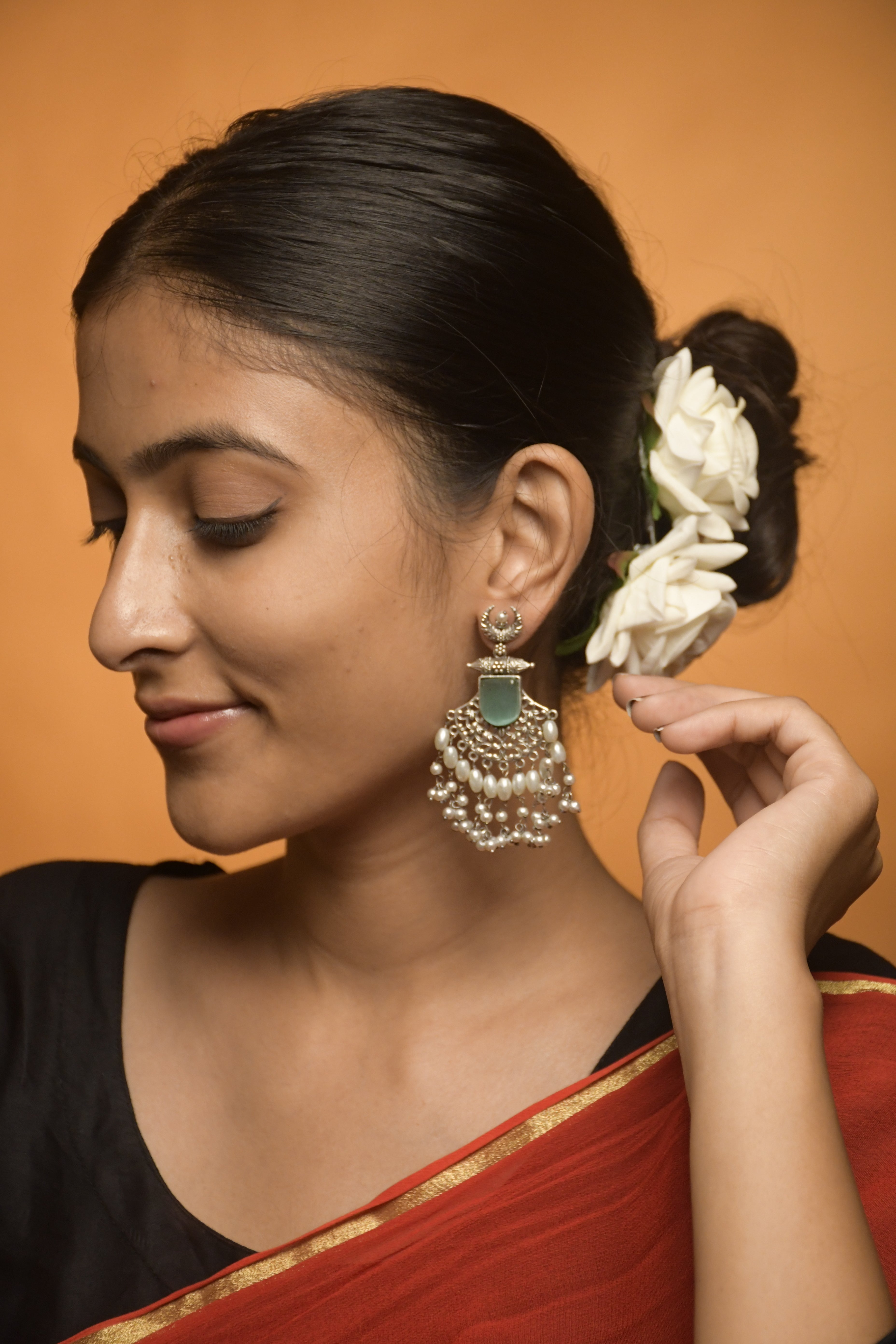 MOON OXIDISED DANGLER EARRINGS