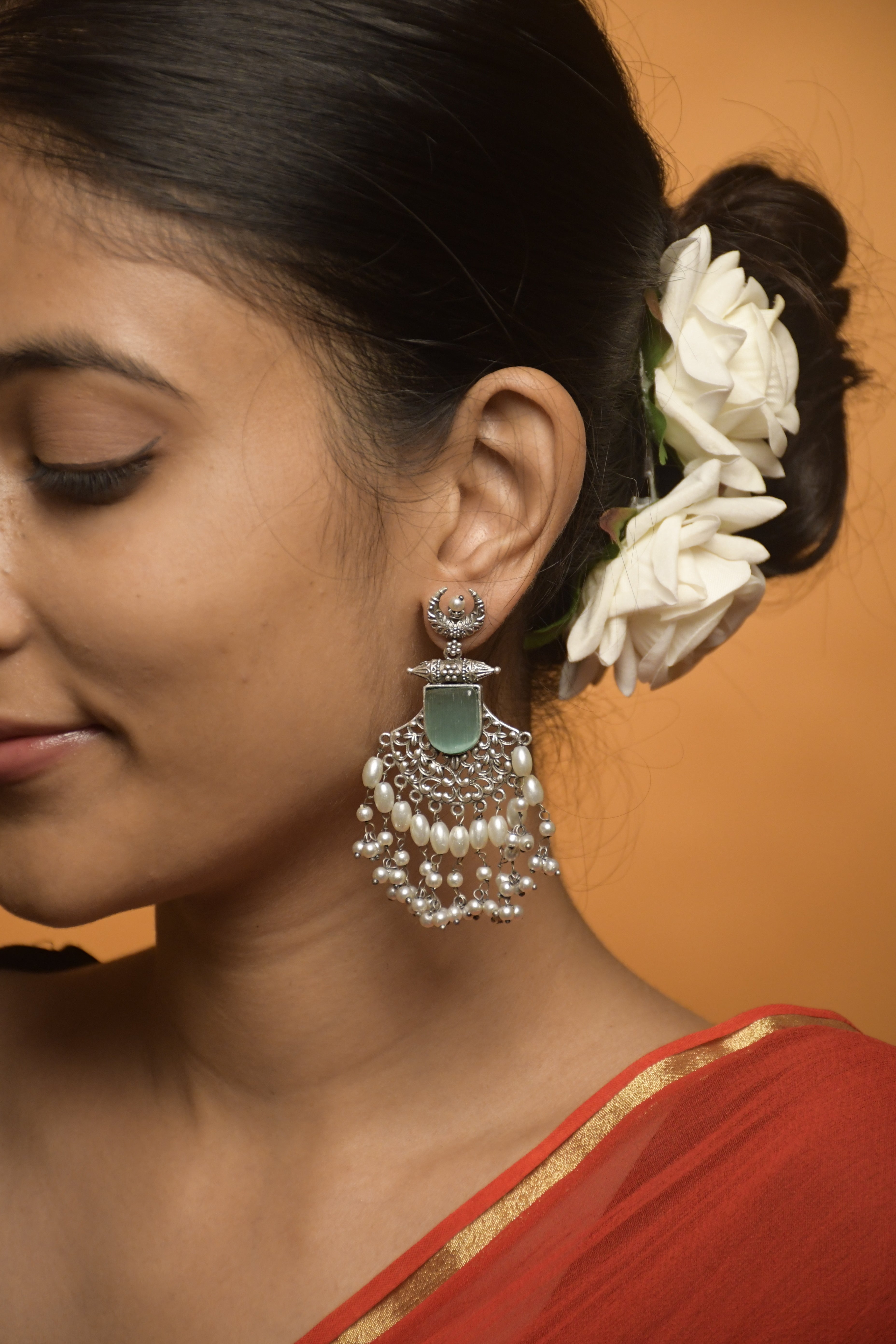 MOON OXIDISED DANGLER EARRINGS