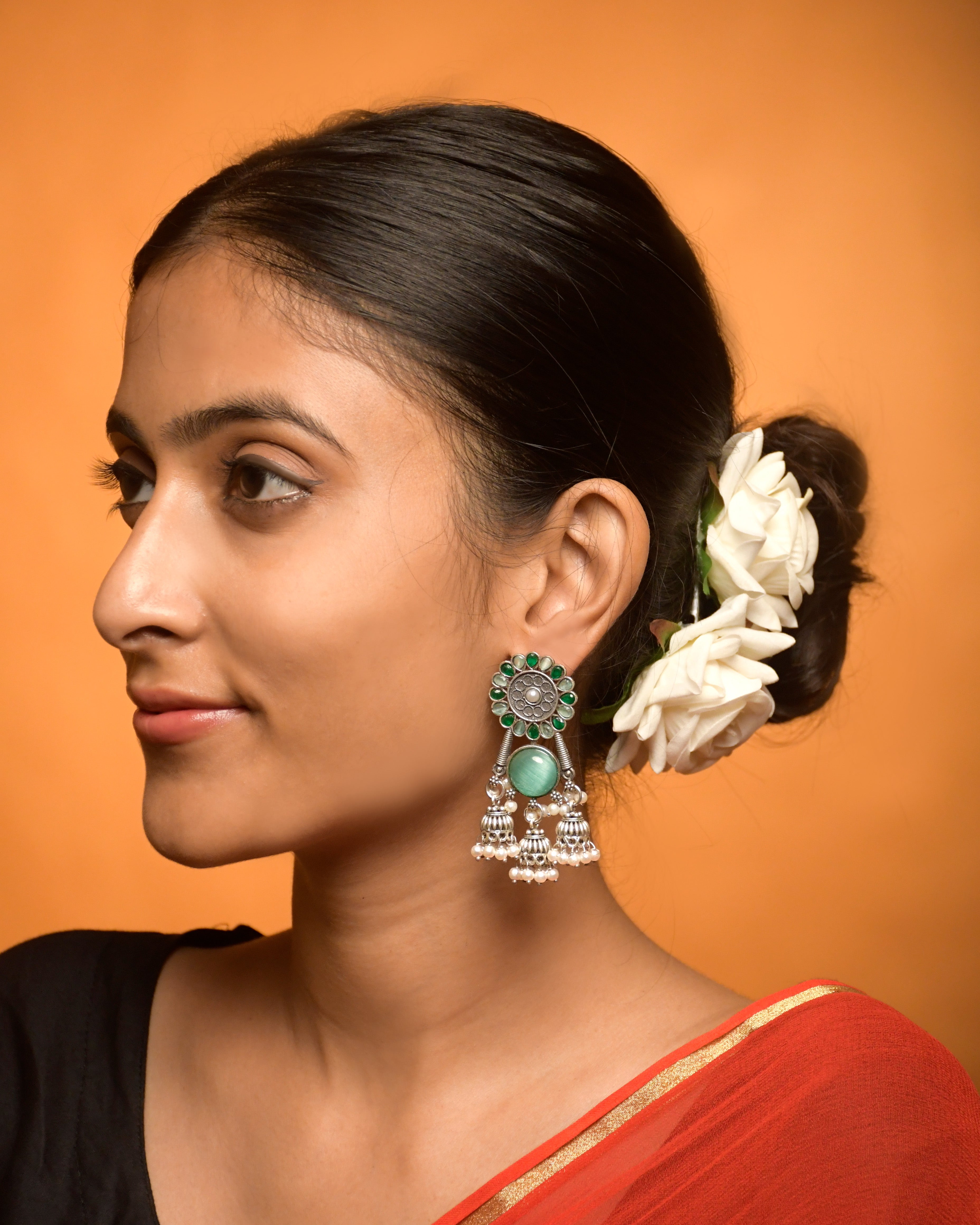 Shiya Oxidised Jhumka Earrings