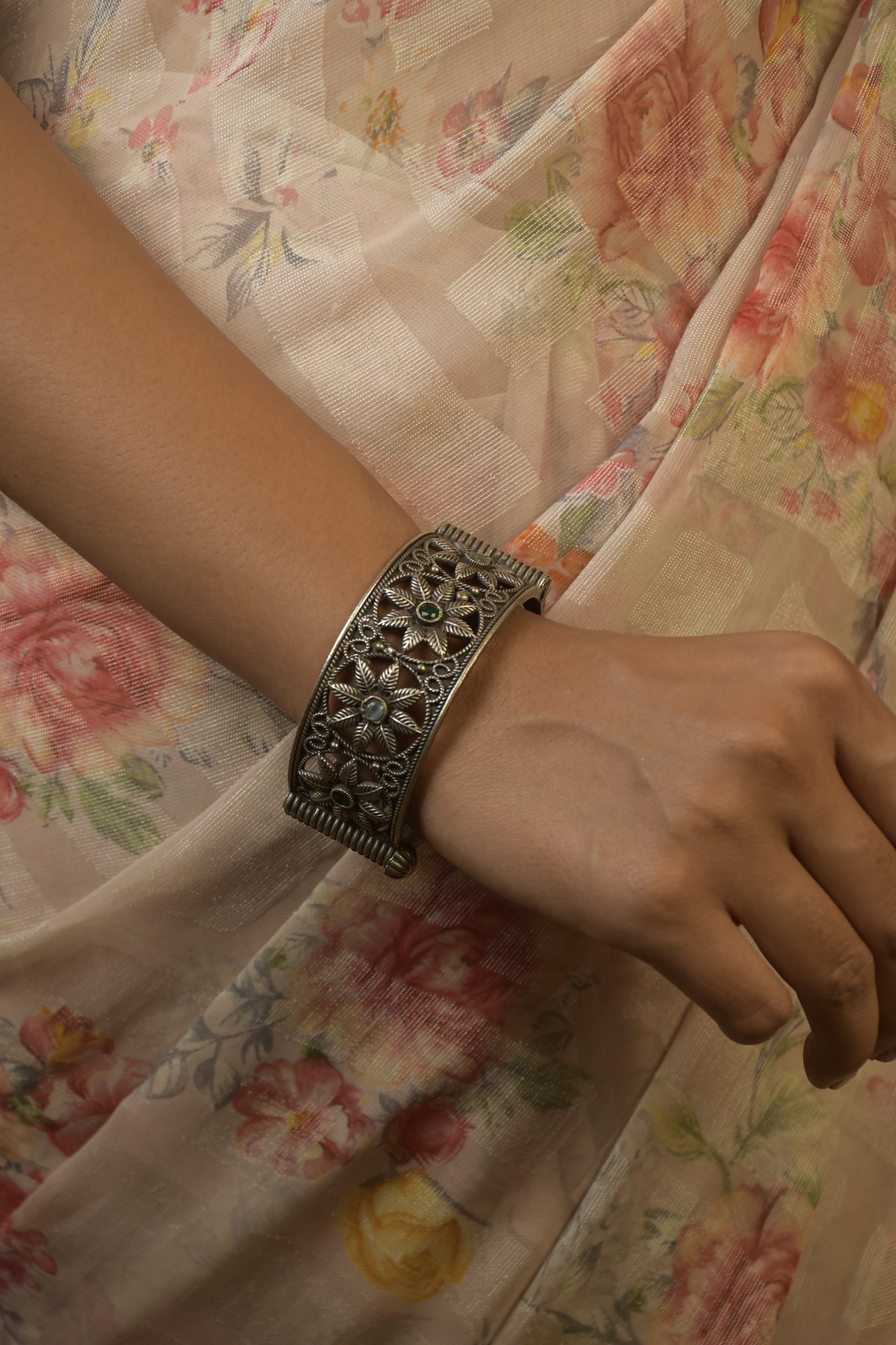 Kiara Silver Lookalike Stone Bangles