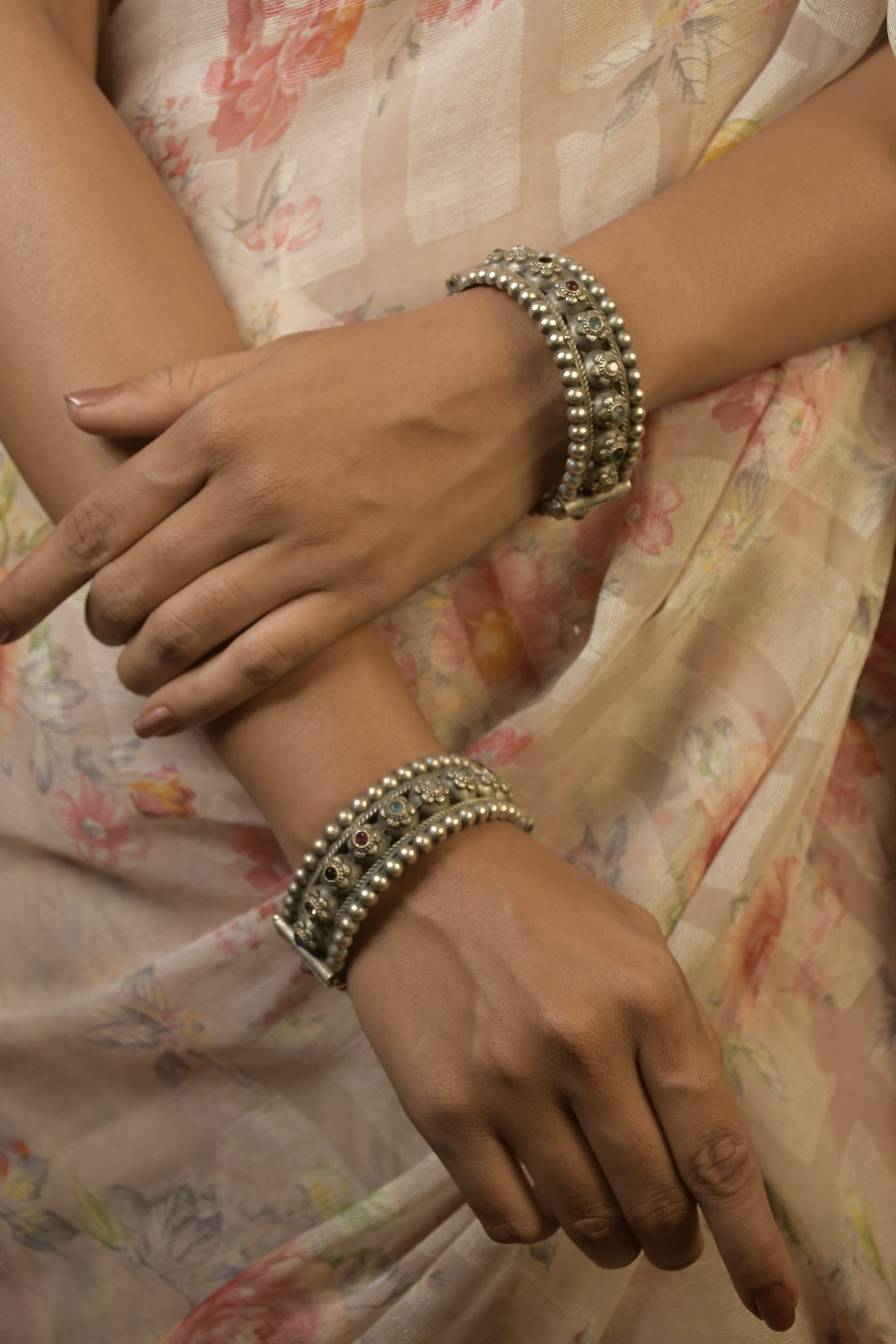 Reva Silver Lookalike Stone Bangles