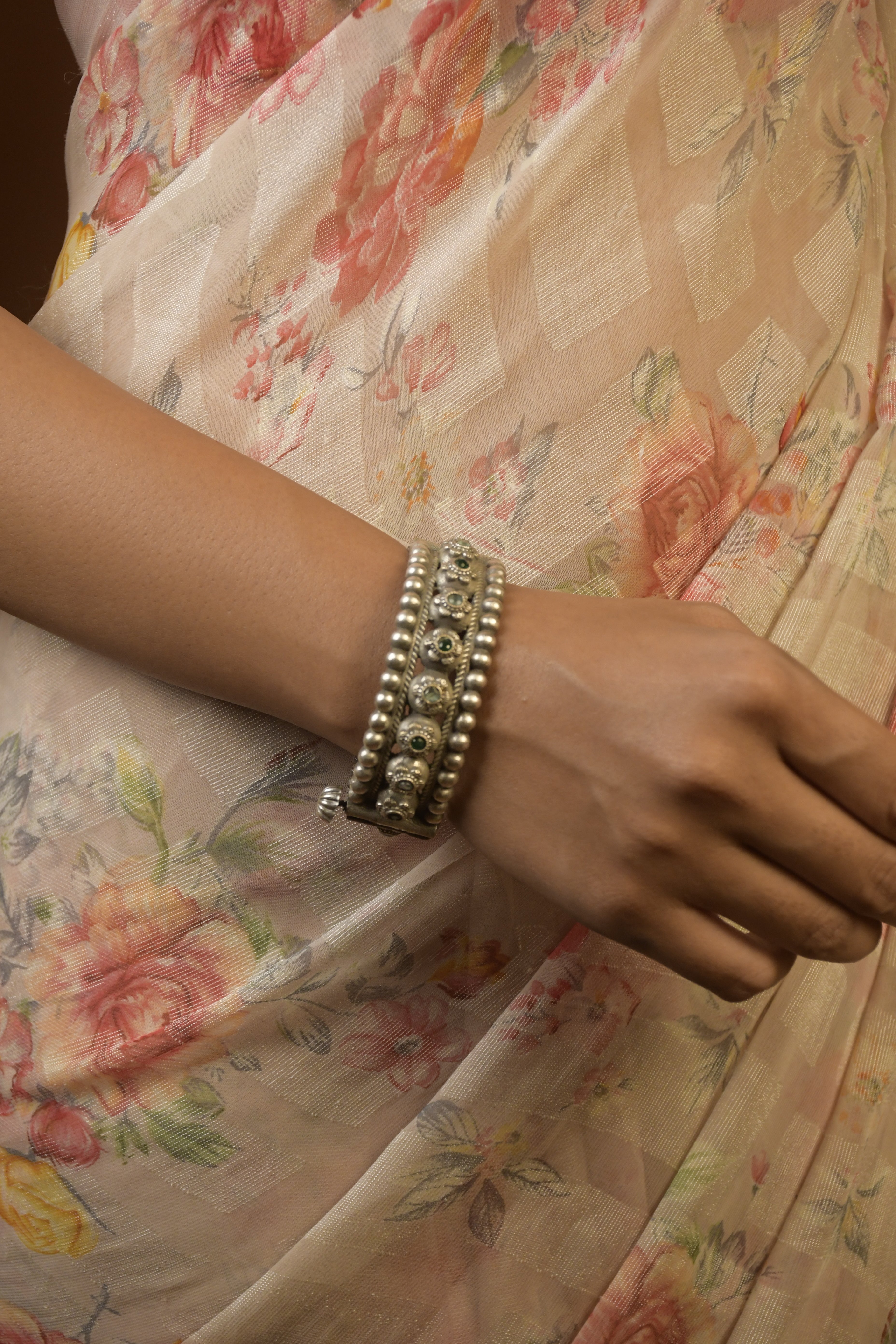 Reva Silver Lookalike Stone Bangles
