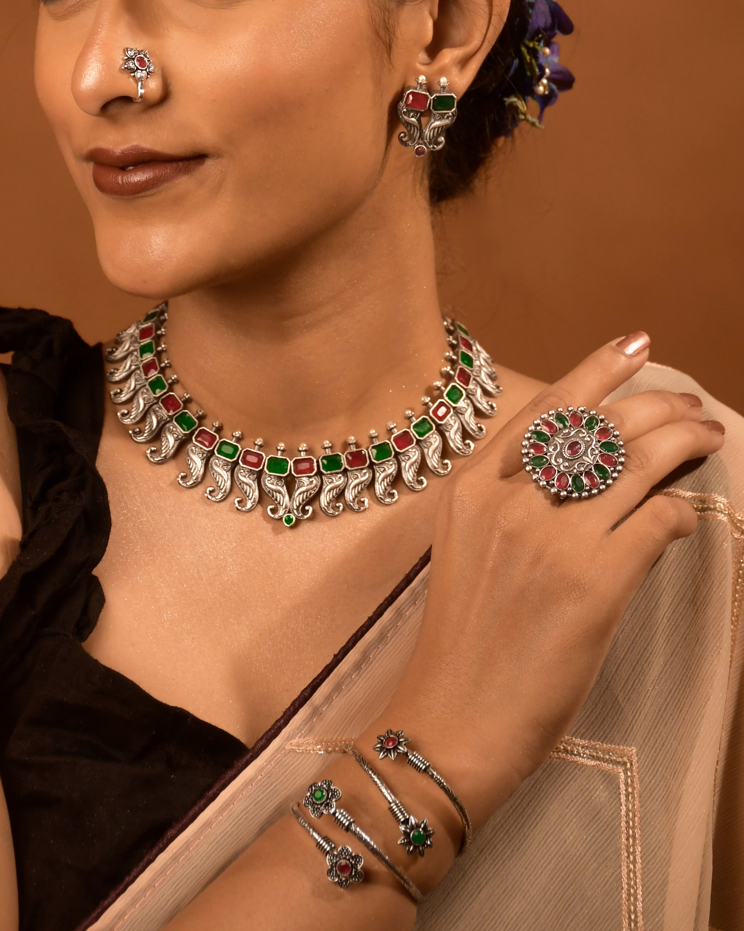 Tanvi Stone Jewellery Set Combo