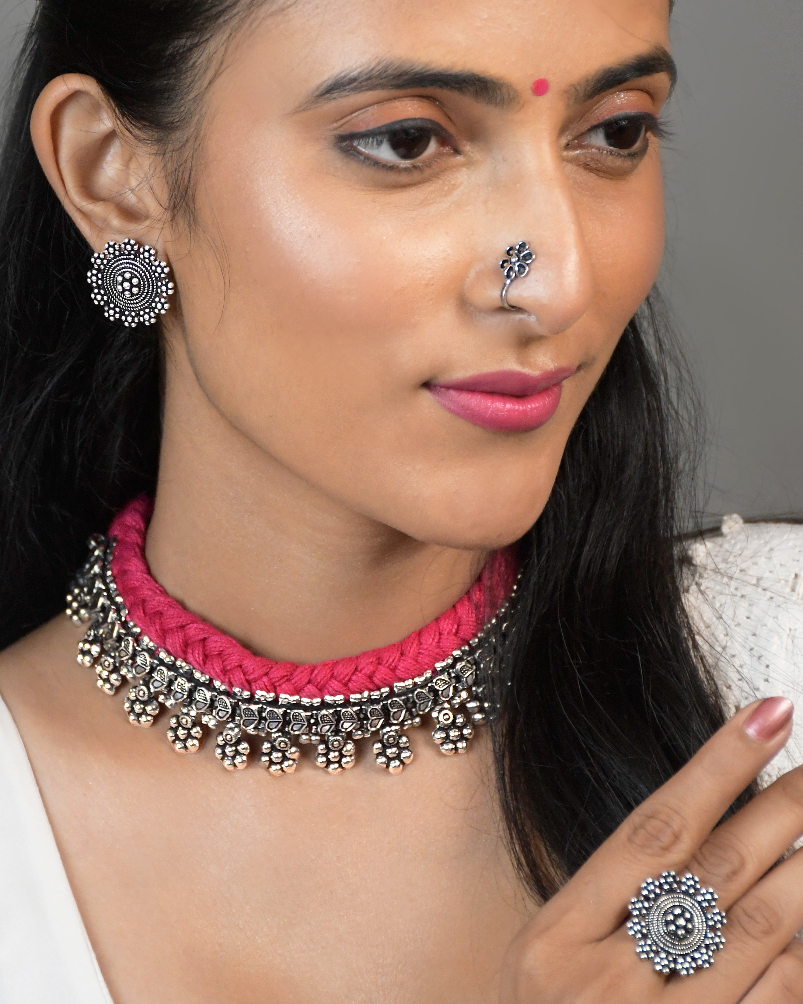 SHILPI THREADED CHOKER NECKLACE JEWELLERY SET COMBO