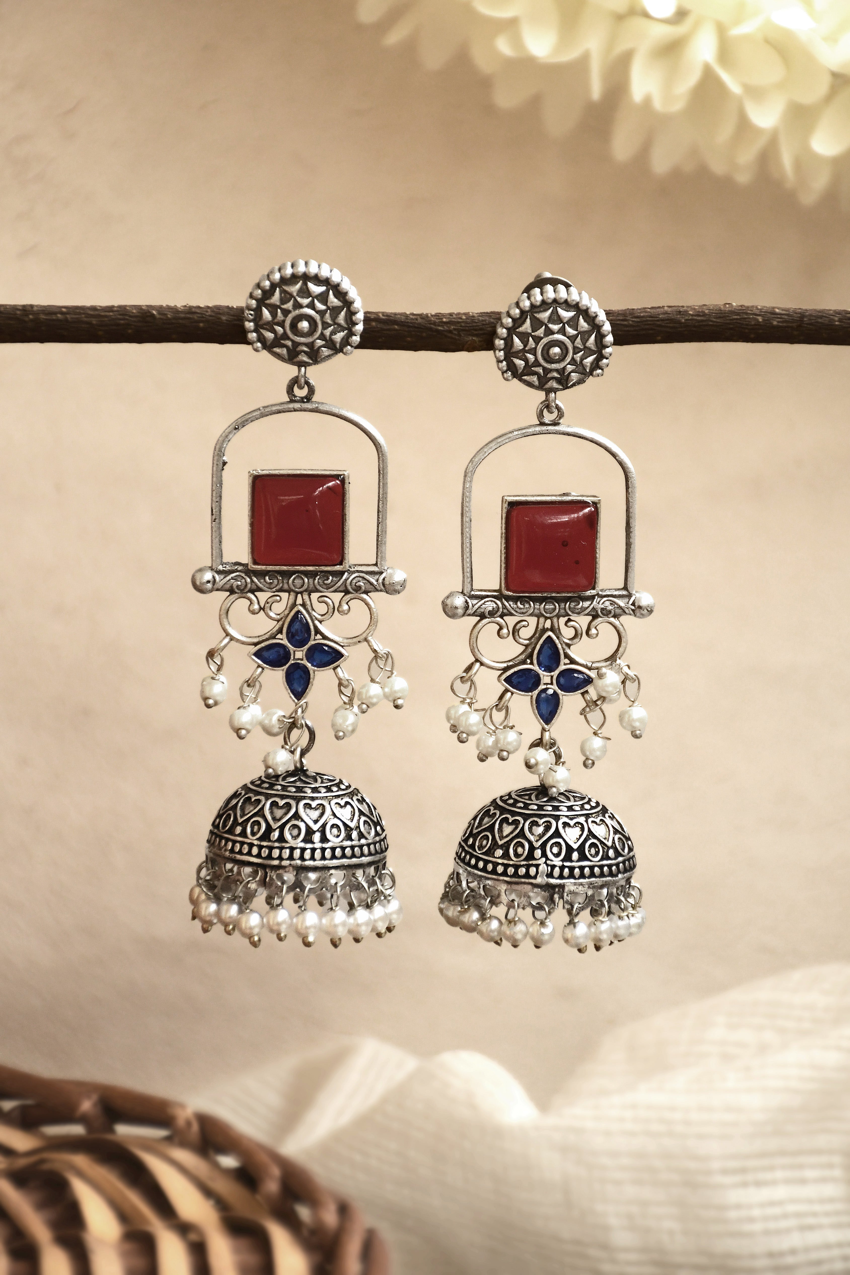 AANVI STONE JHUMKA EARRINGS