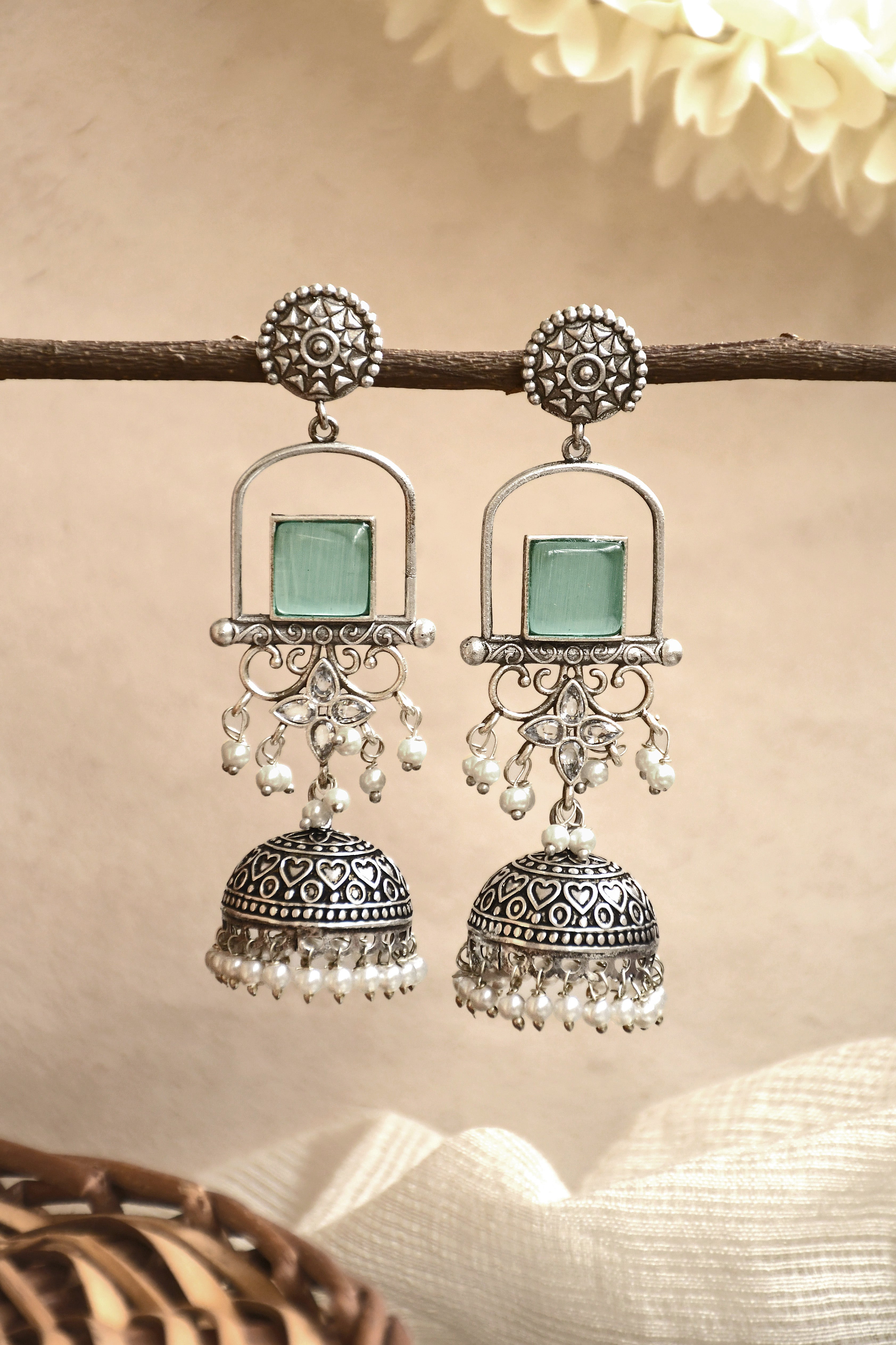 AANVI STONE JHUMKA EARRINGS