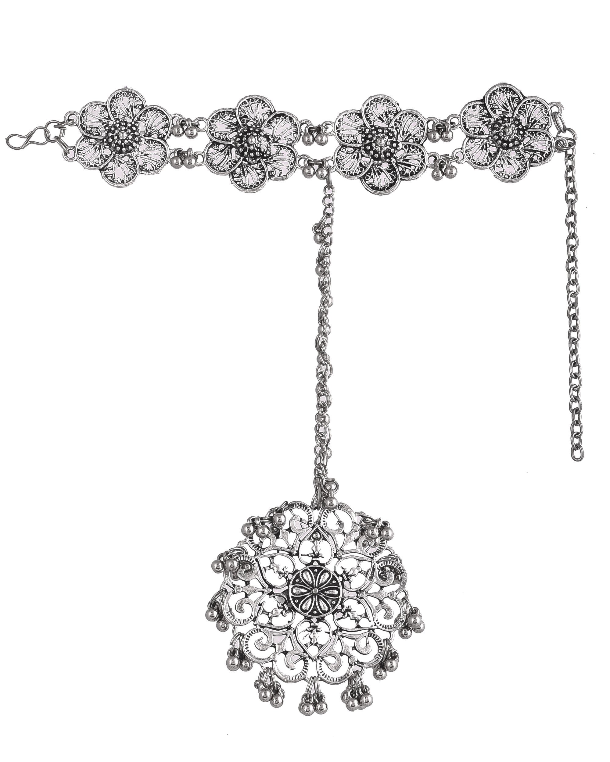 OXIDISED SILVER FINGER RING BRACELET 60% OFF