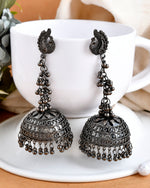 Load image into Gallery viewer, OXIDISED LONG BLACK JHUMKA