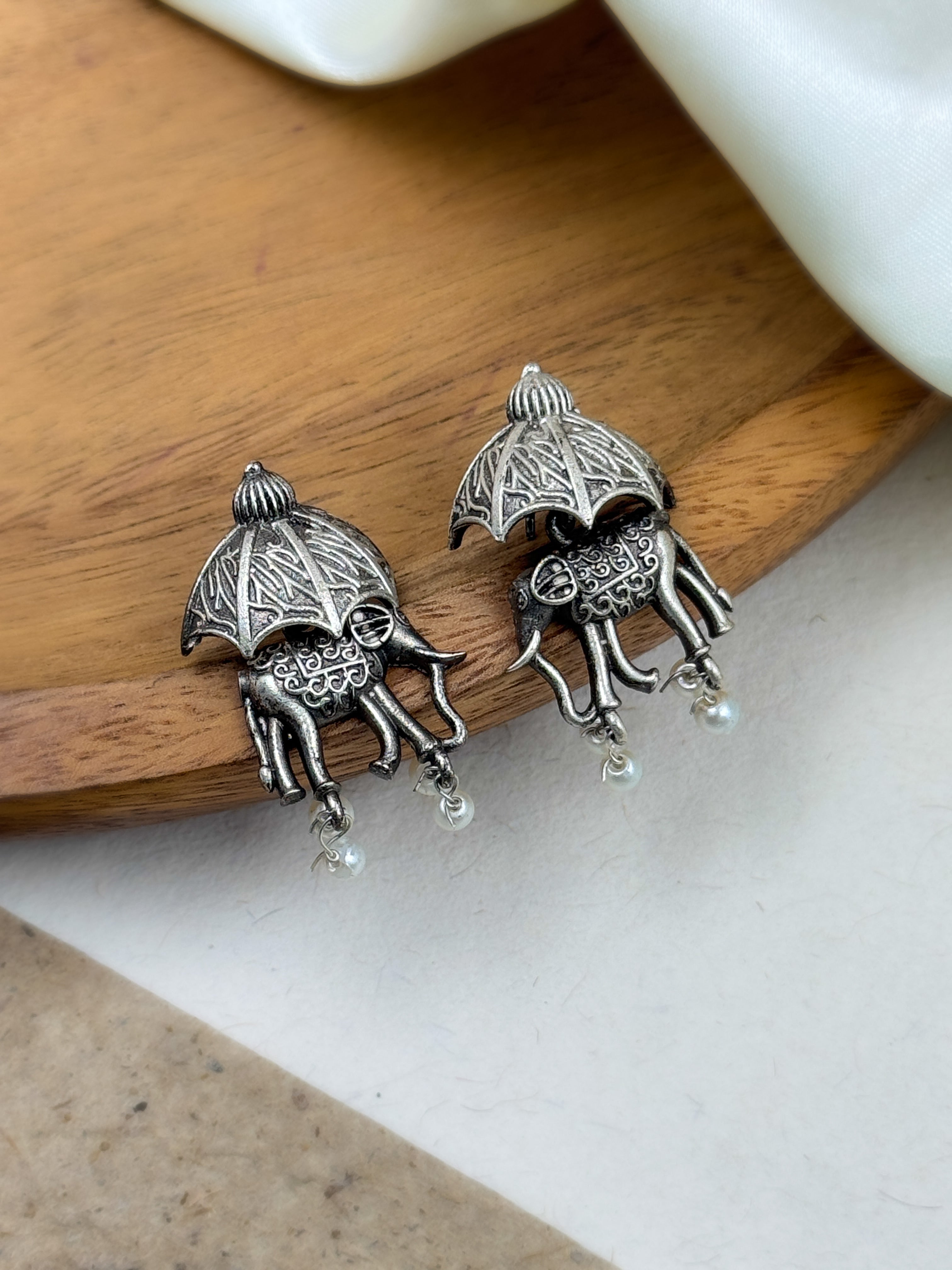 SWATI SILVER LOOKALIKE STUD EARRINGS