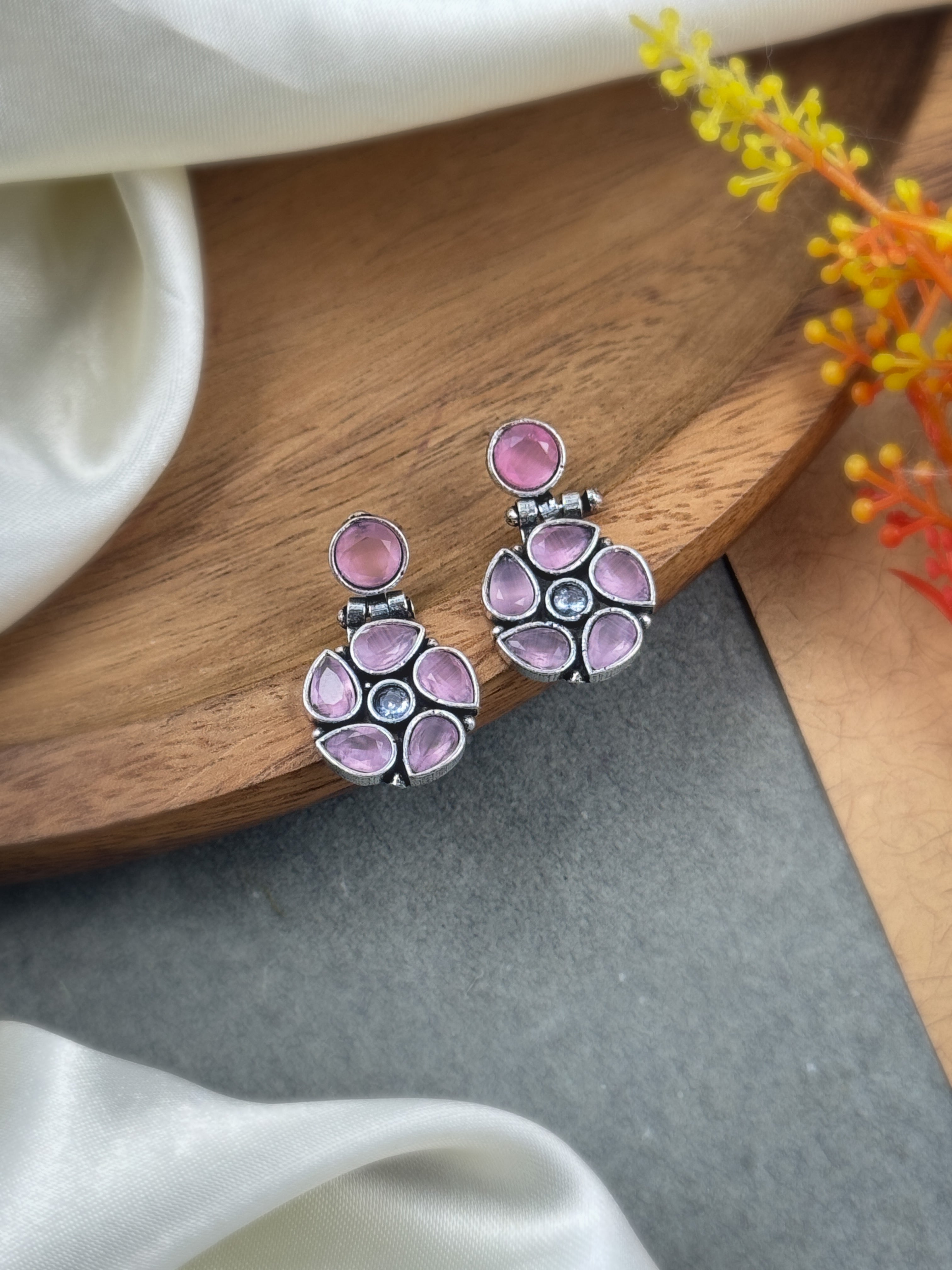 KIRTI OXIDISED STONE DANGLER EARRINGS