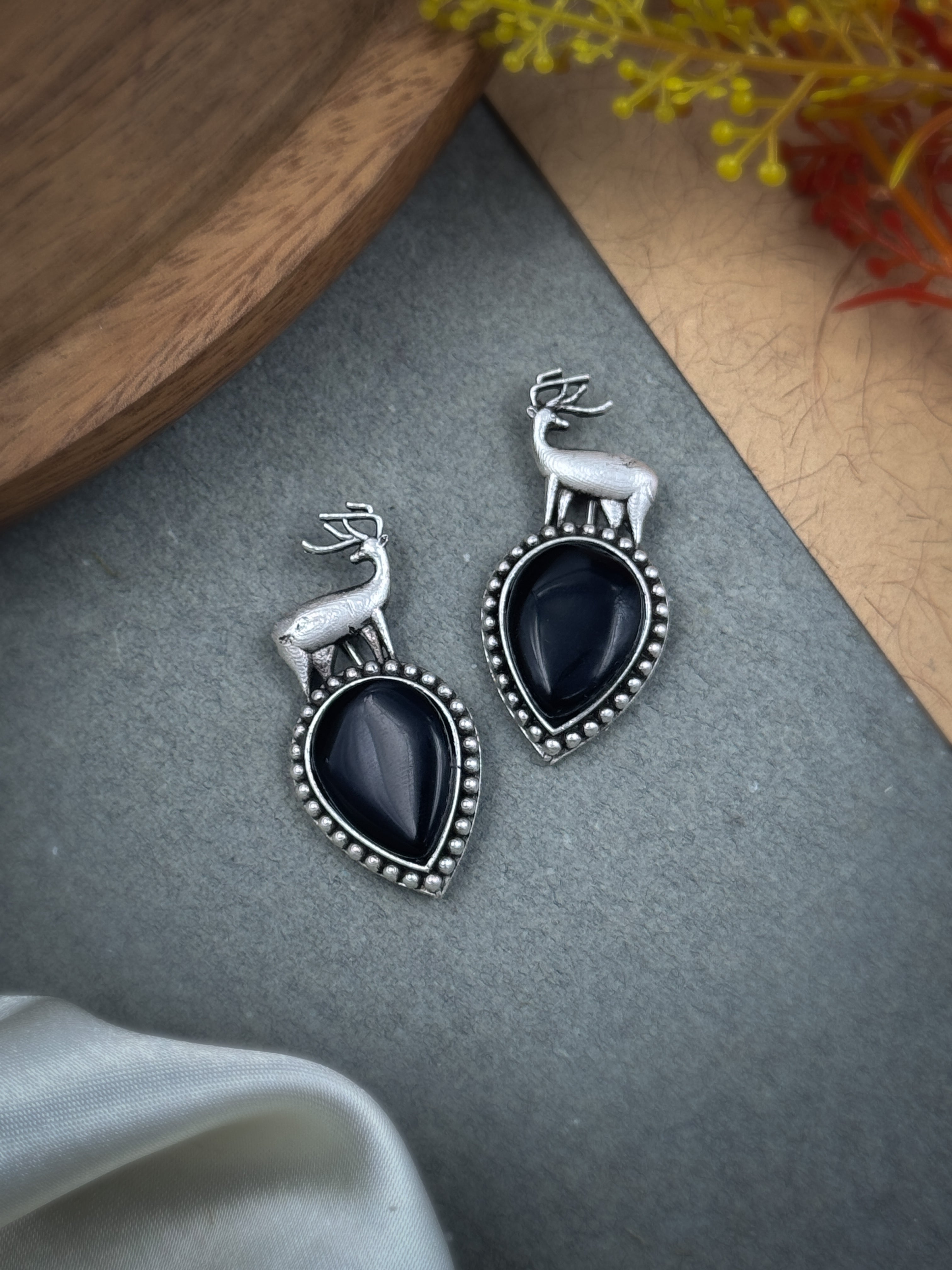 DEER OXIDISED STUD EARRINGS