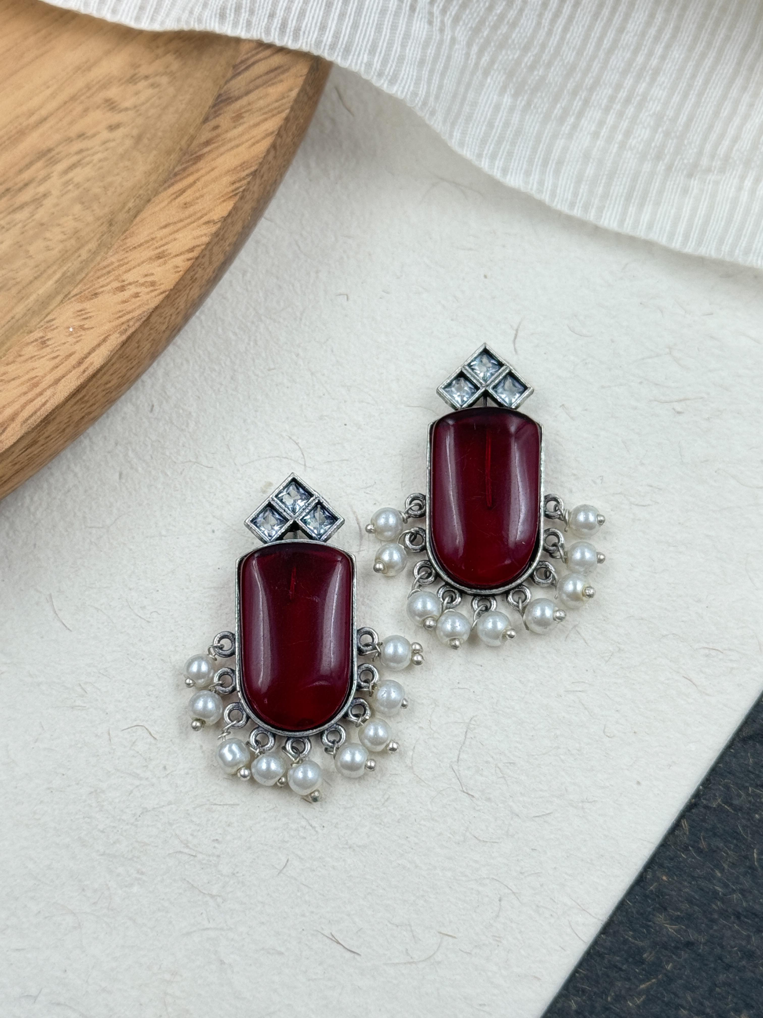FRANY OXIDISED STUD EARRINGS