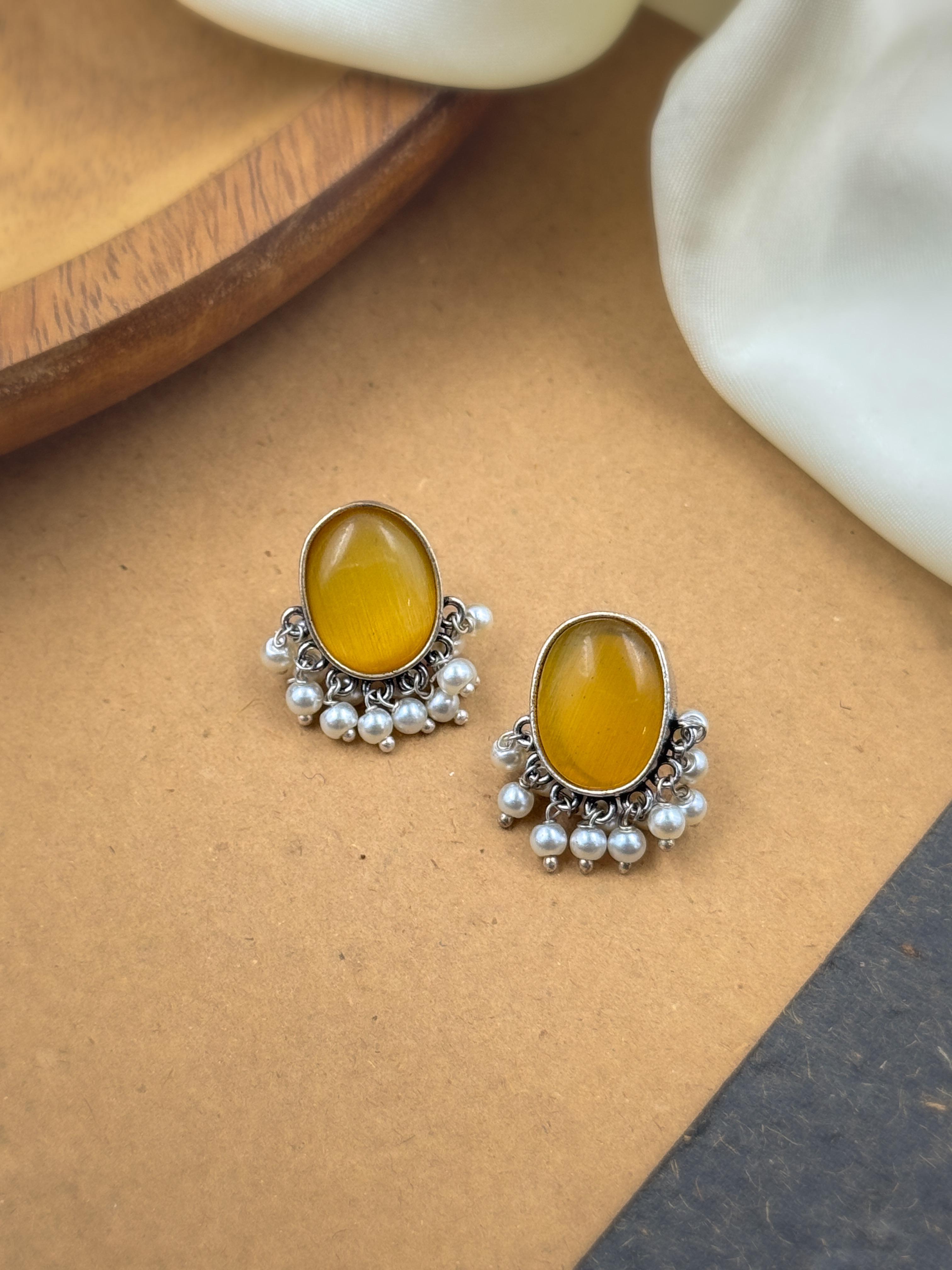 MISHKA OXIDISED STUD EARRINGS